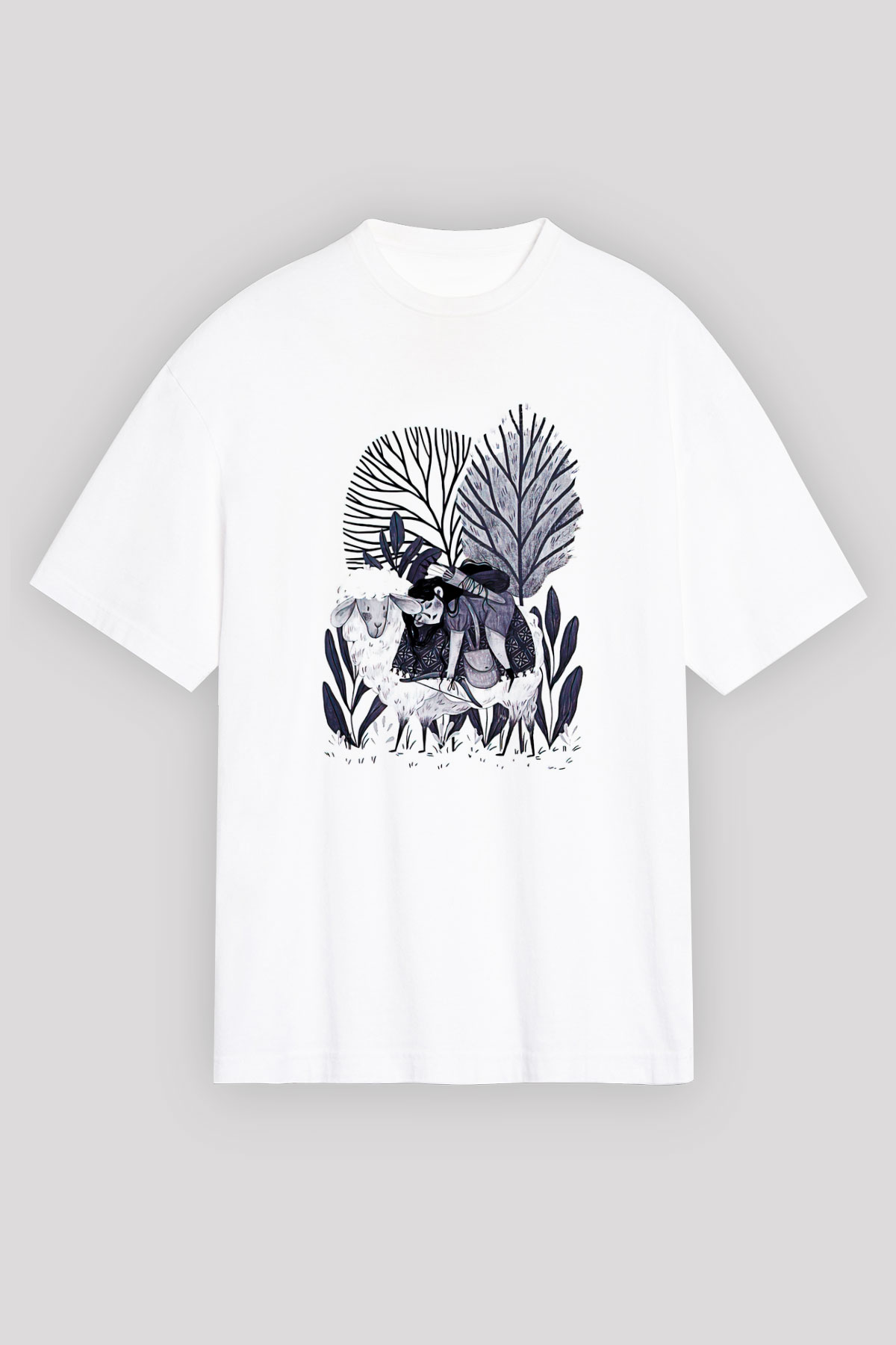 Kurban Bayramı Baskılı Beyaz Unisex Oversize Tişört - Tshirt