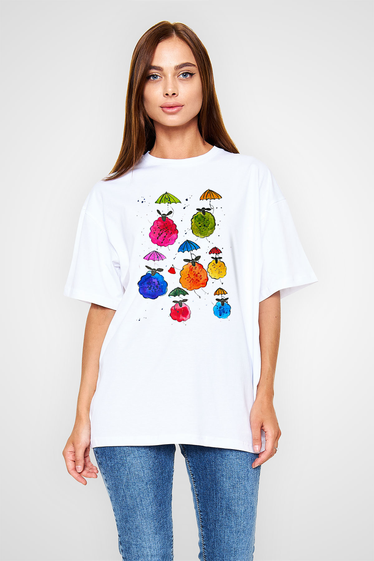 Kurban Bayramı Baskılı Beyaz Unisex Oversize Tişört - Tshirt