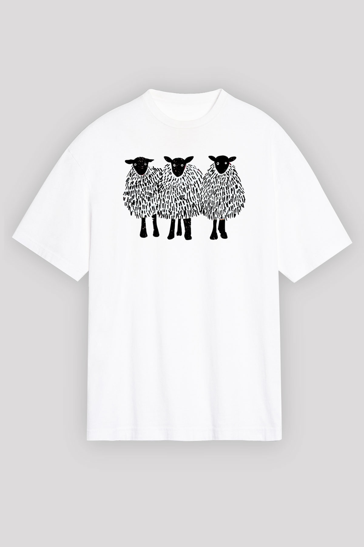 Kurban Bayramı Baskılı Beyaz Unisex Oversize Tişört - Tshirt
