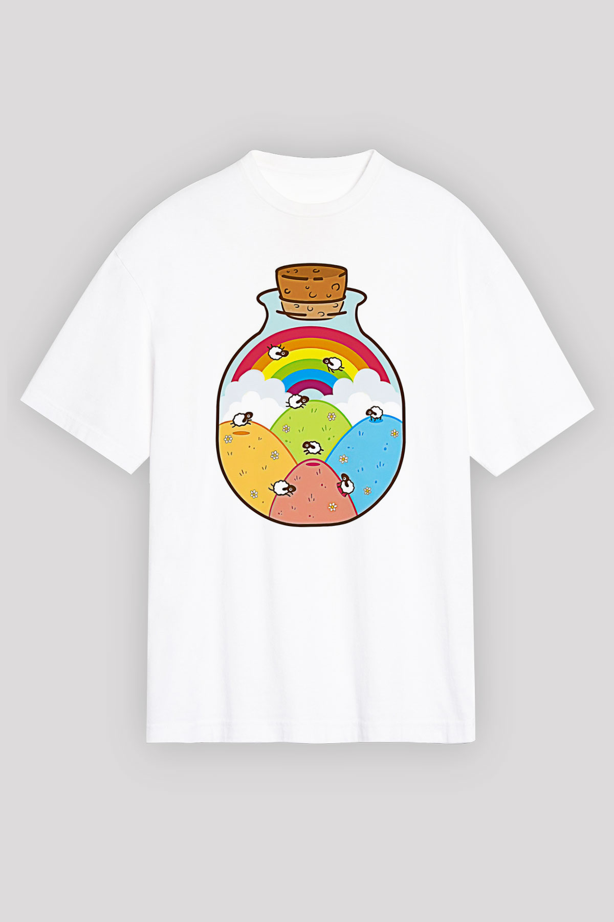 Kurban Bayramı Baskılı Beyaz Unisex Oversize Tişört - Tshirt