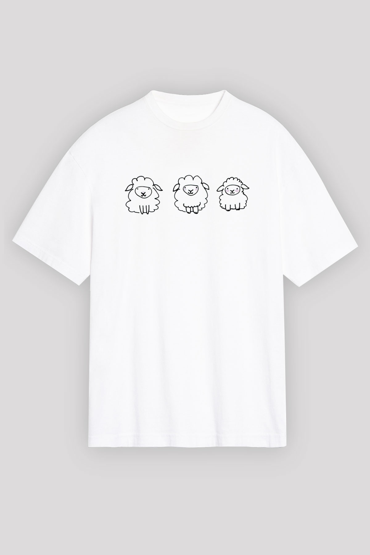 Kurban Bayramı Baskılı Beyaz Unisex Oversize Tişört - Tshirt