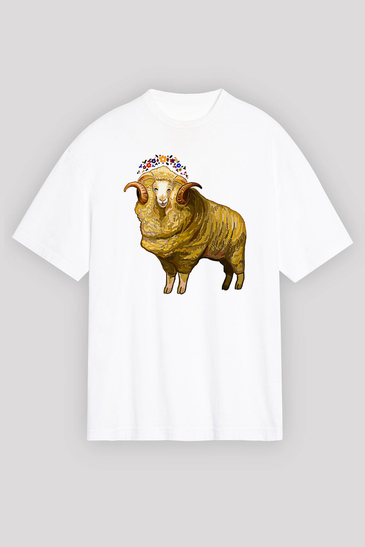 Kurban Bayramı Baskılı Beyaz Unisex Oversize Tişört - Tshirt