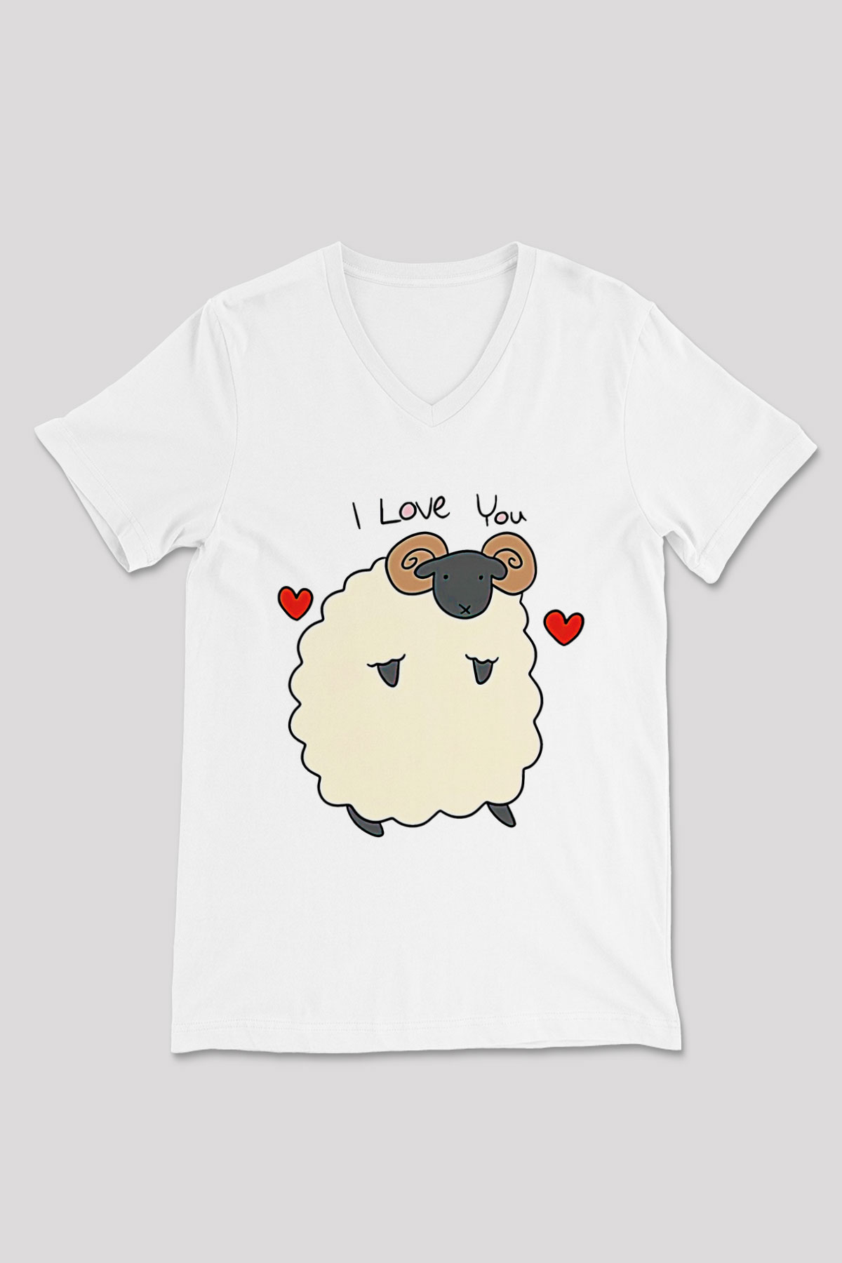 Kurban Bayramı Baskılı Beyaz Unisex V Yaka Tişört - Tshirt