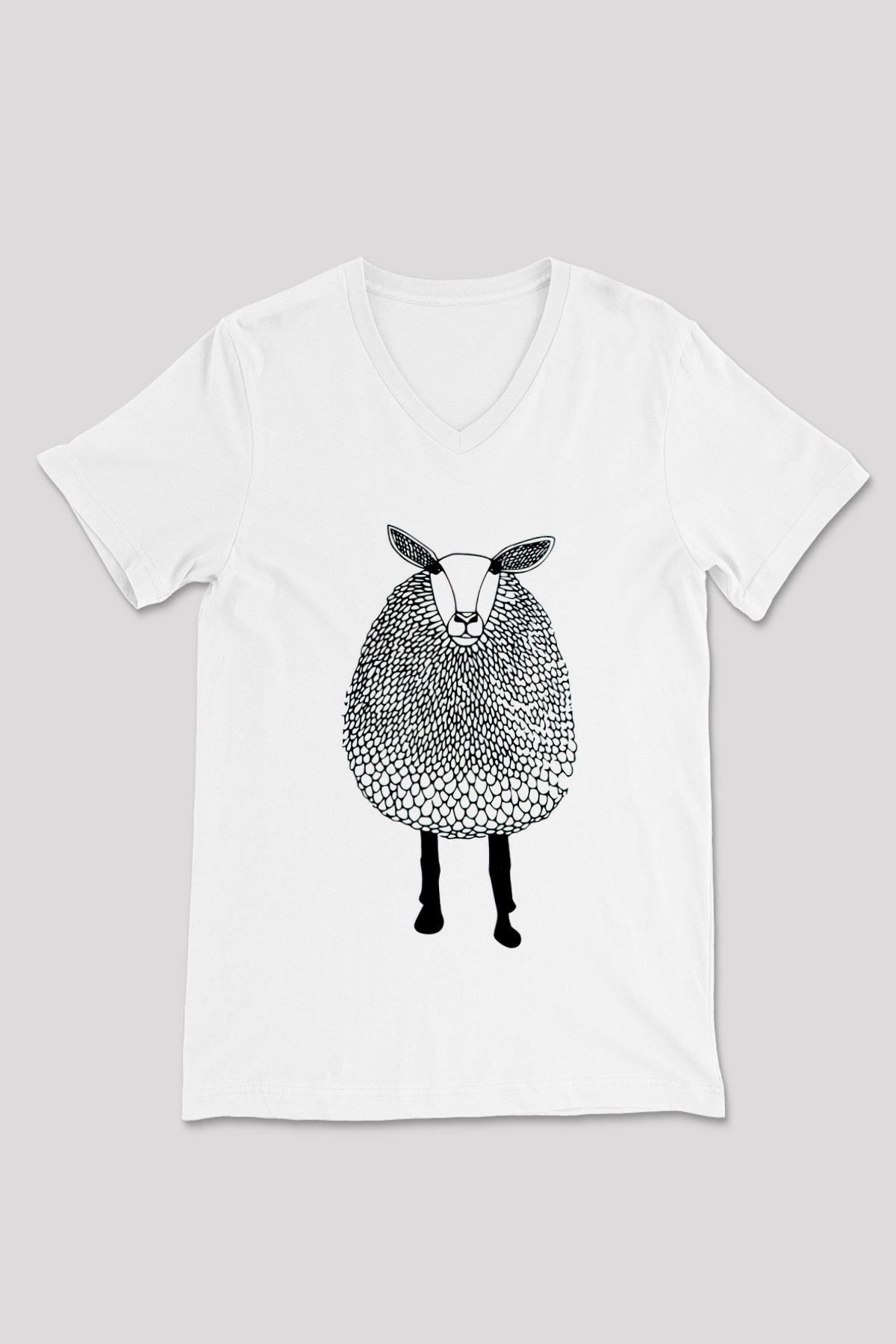 Kurban Bayramı Baskılı Beyaz Unisex V Yaka Tişört - Tshirt