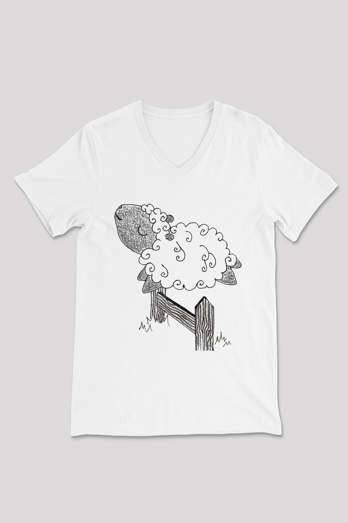 Kurban Bayramı Baskılı Beyaz Unisex V Yaka Tişört - Tshirt