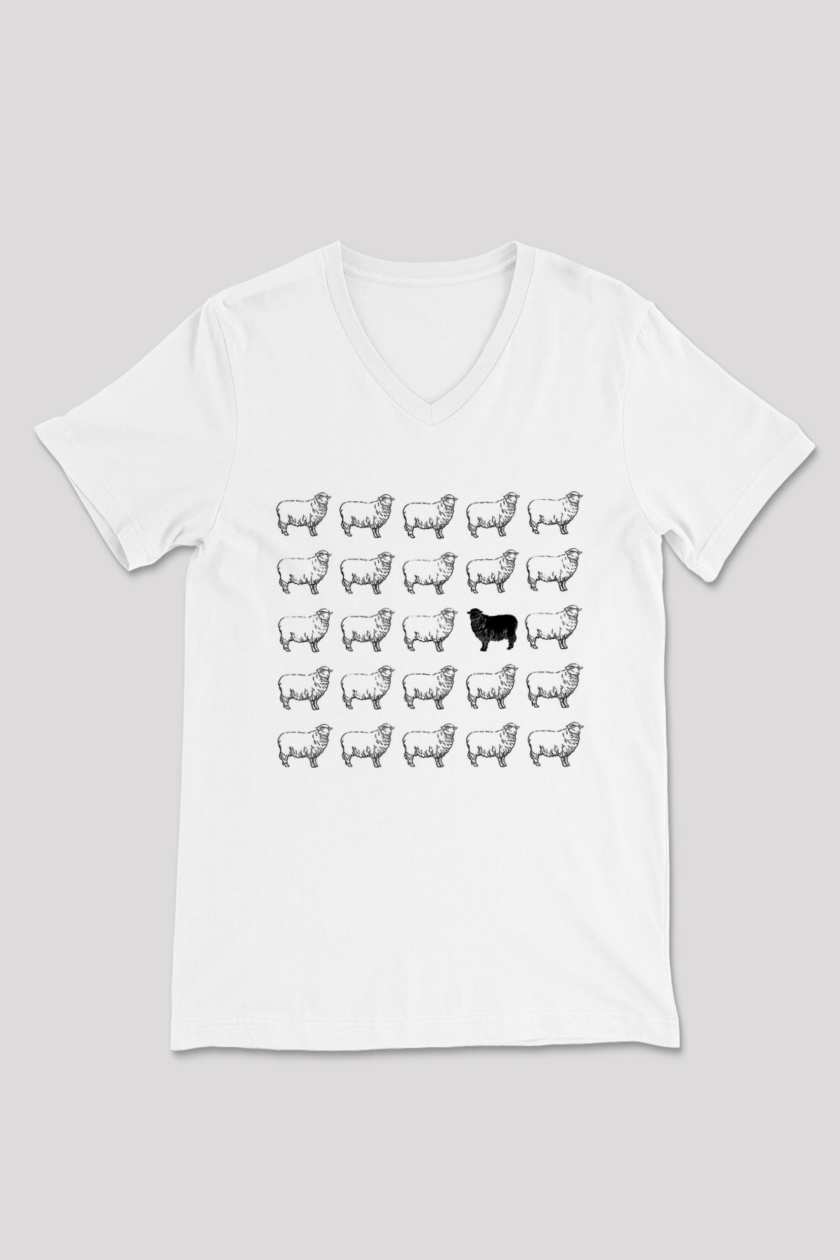 Kurban Bayramı Baskılı Beyaz Unisex V Yaka Tişört - Tshirt