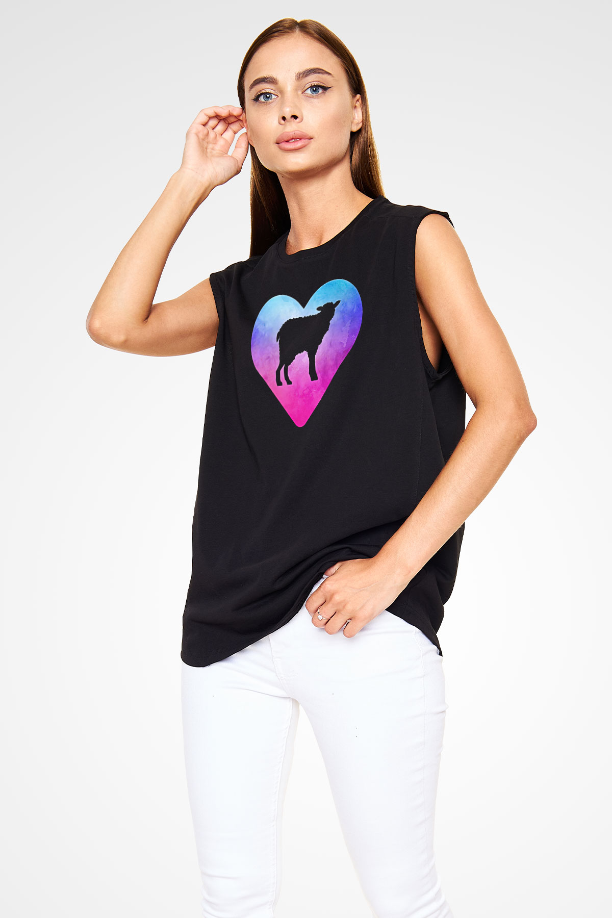 Kurban Bayramı Baskılı Unisex Siyah Kolsuz Tişört - Tshirt