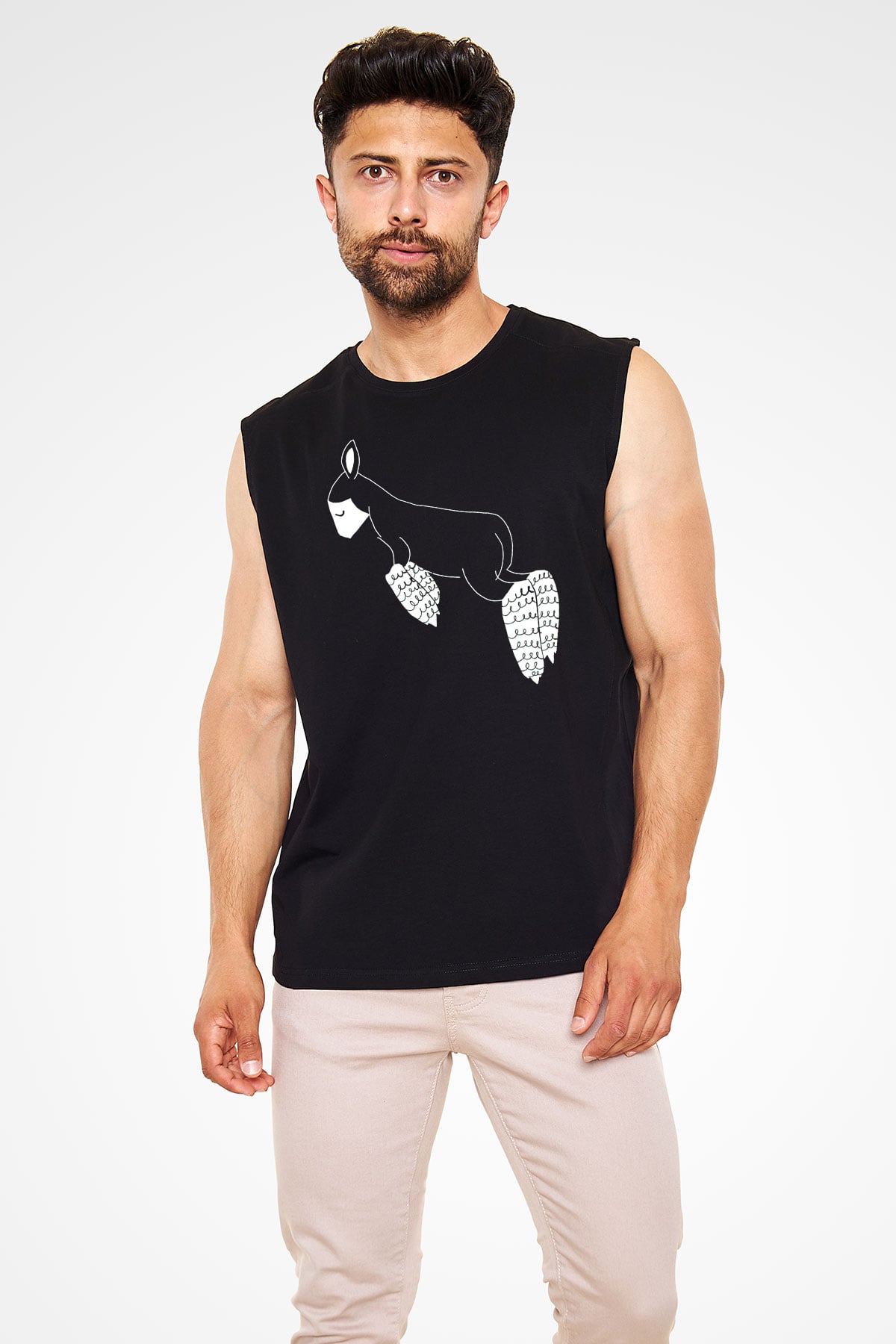 Kurban Bayramı Baskılı Unisex Siyah Kolsuz Tişört - Tshirt