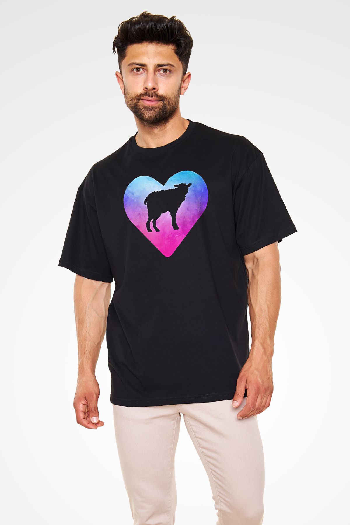 Kurban Bayramı Baskılı Unisex Siyah Oversize Tişört - Tshirt