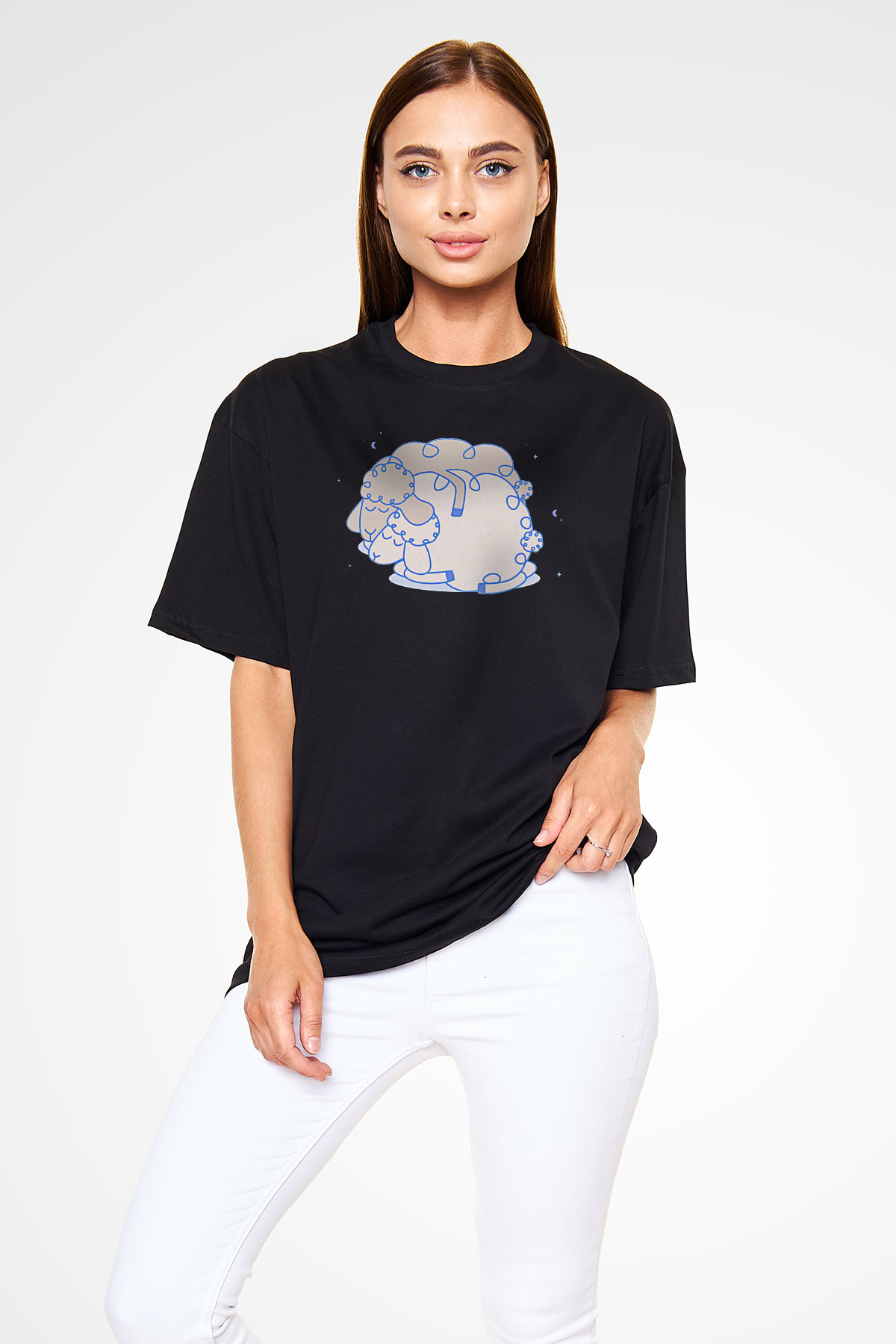 Kurban Bayramı Baskılı Unisex Siyah Oversize Tişört - Tshirt