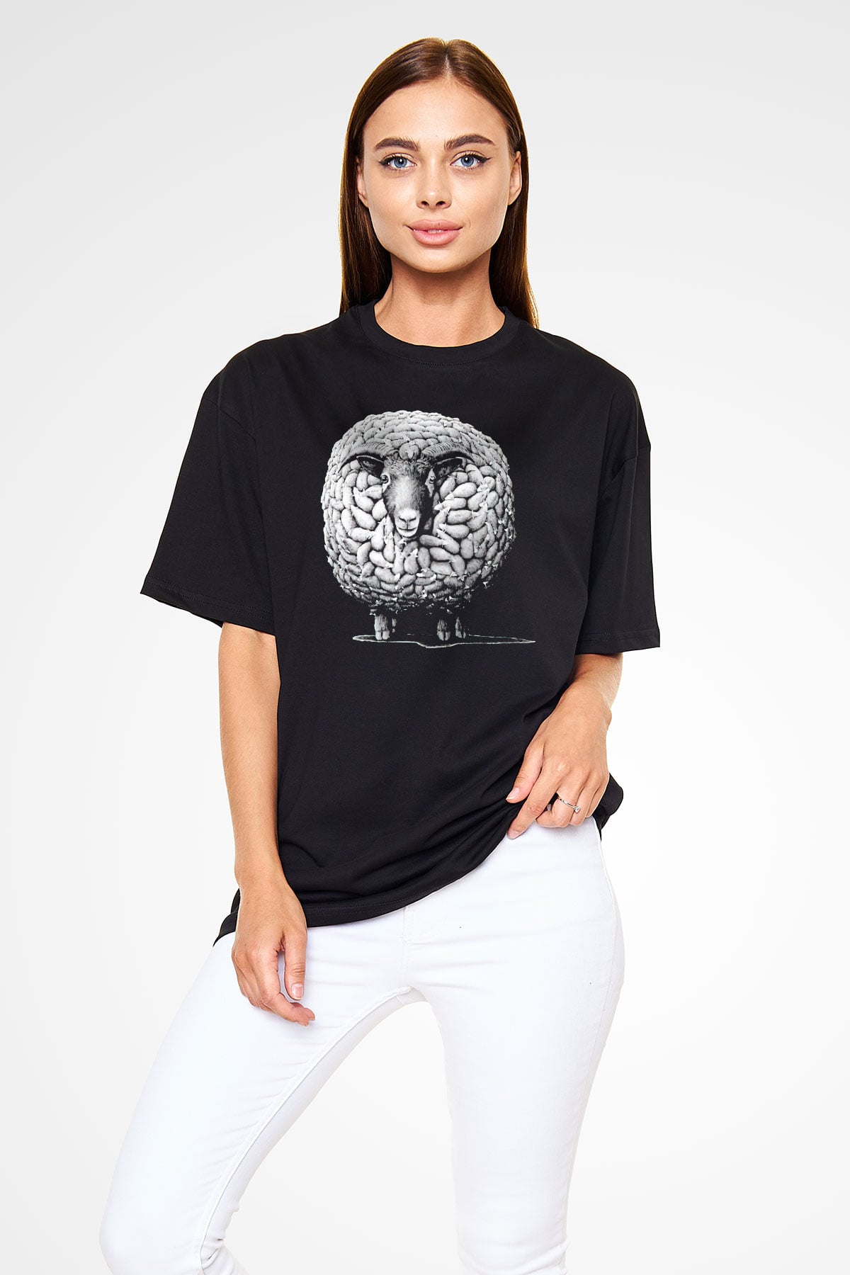Kurban Bayramı Baskılı Unisex Siyah Oversize Tişört - Tshirt