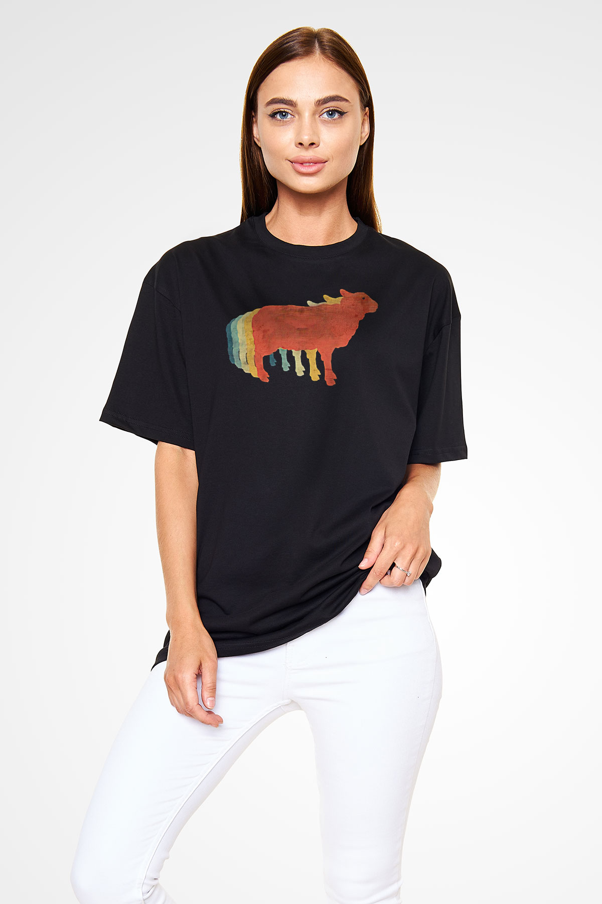 Kurban Bayramı Baskılı Unisex Siyah Oversize Tişört - Tshirt
