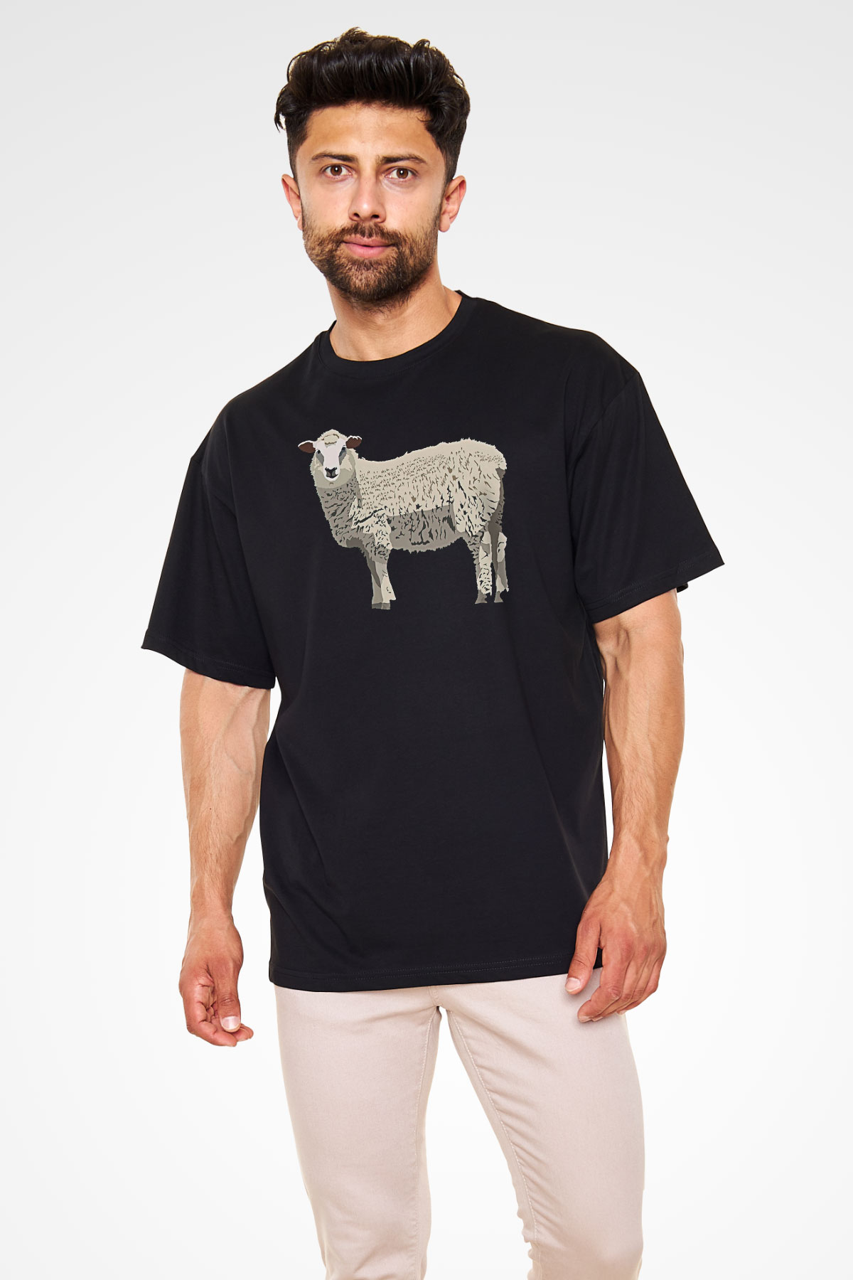 Kurban Bayramı Baskılı Unisex Siyah Oversize Tişört - Tshirt