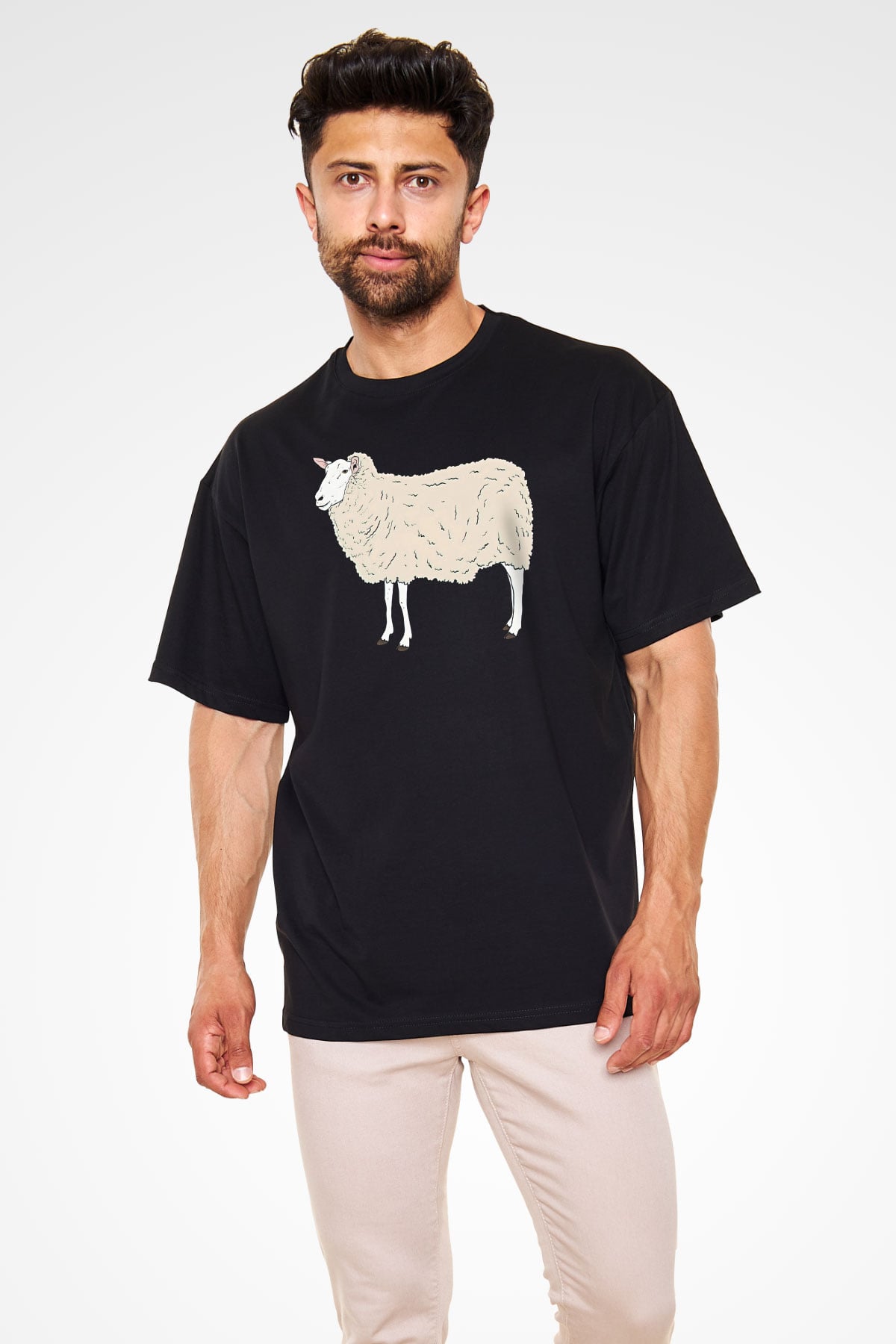 Kurban Bayramı Baskılı Unisex Siyah Oversize Tişört - Tshirt
