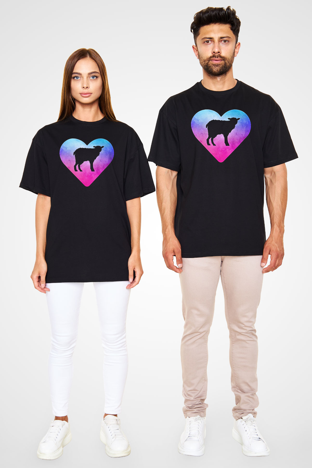 Kurban Bayramı Baskılı Unisex Siyah Oversize Tişört - Tshirt