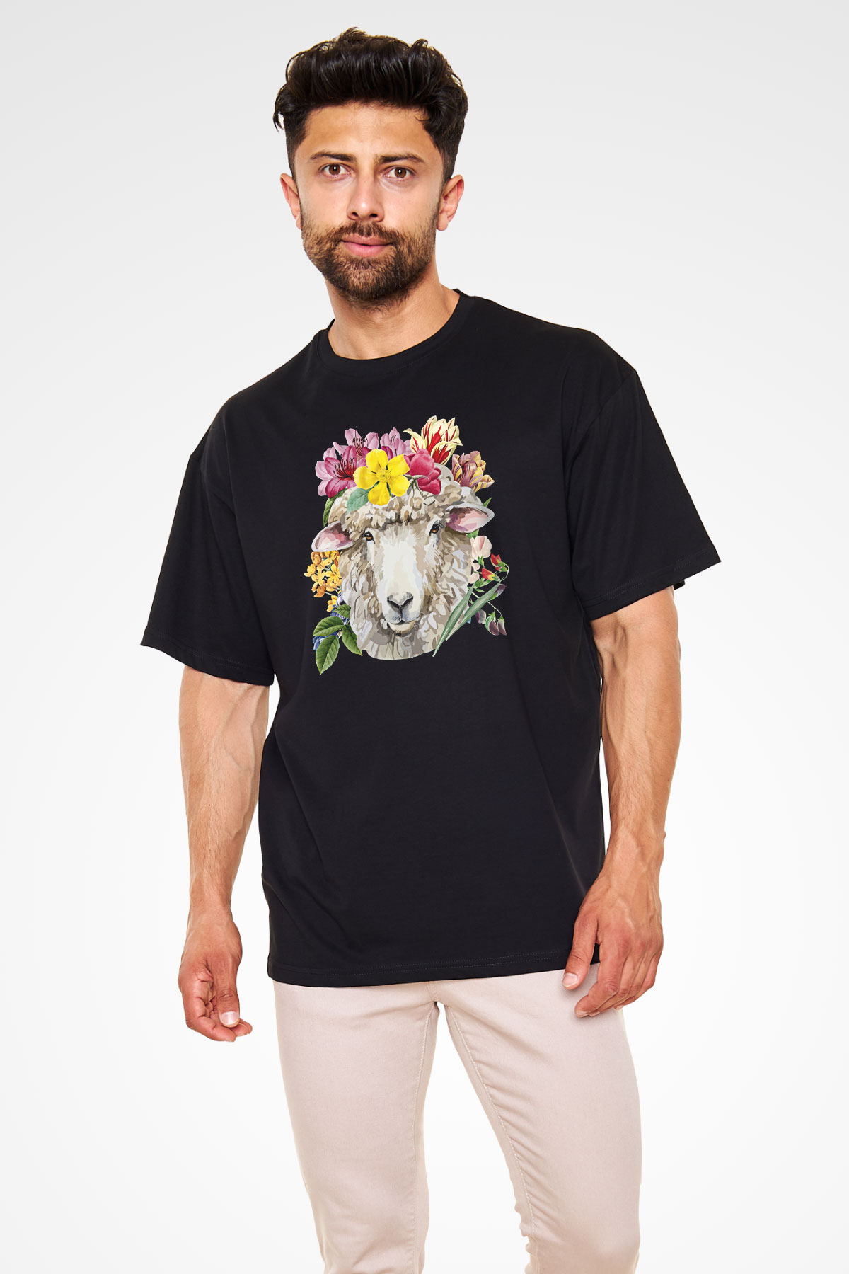 Kurban Bayramı Baskılı Unisex Siyah Oversize Tişört - Tshirt