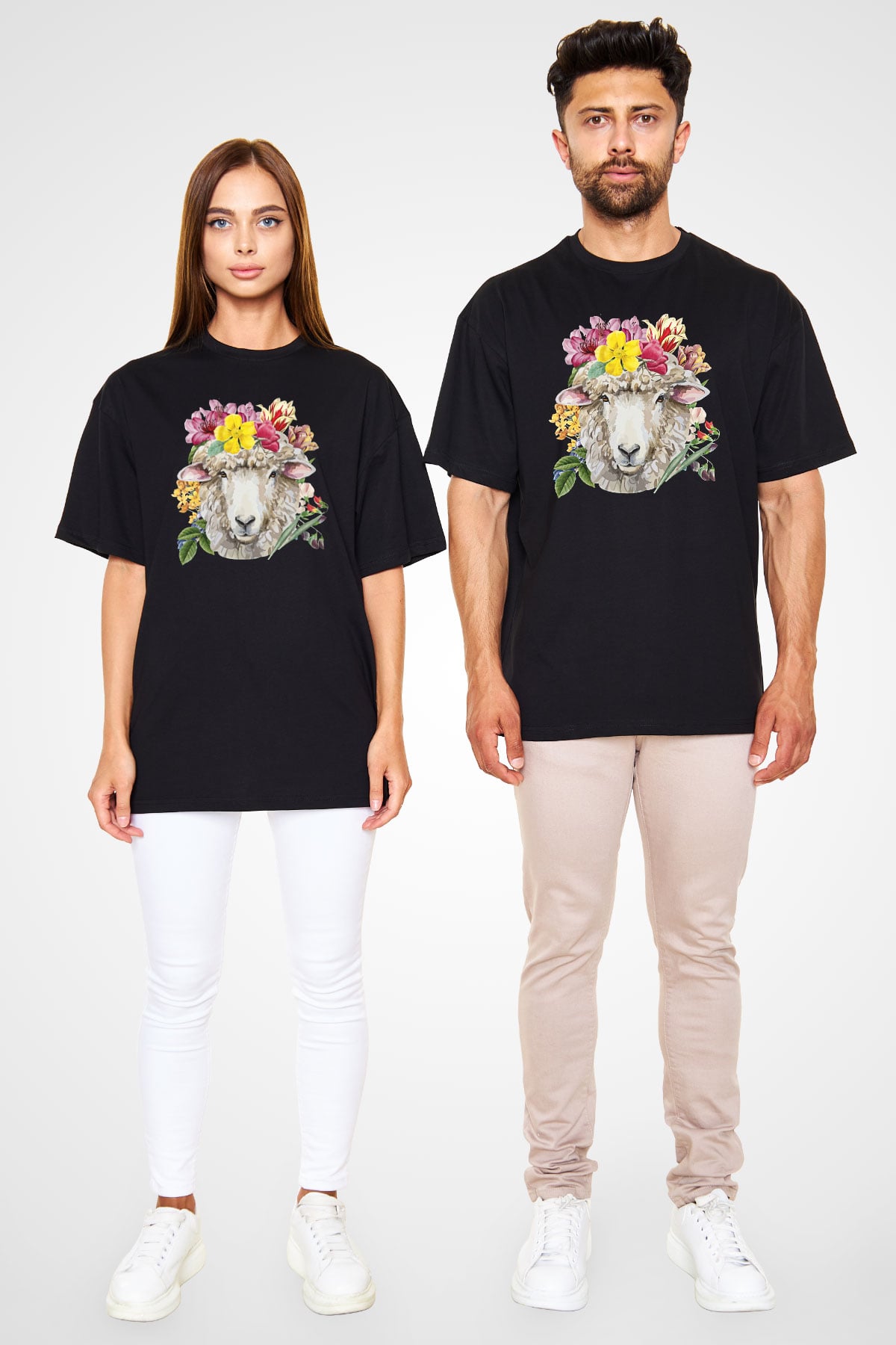 Kurban Bayramı Baskılı Unisex Siyah Oversize Tişört - Tshirt