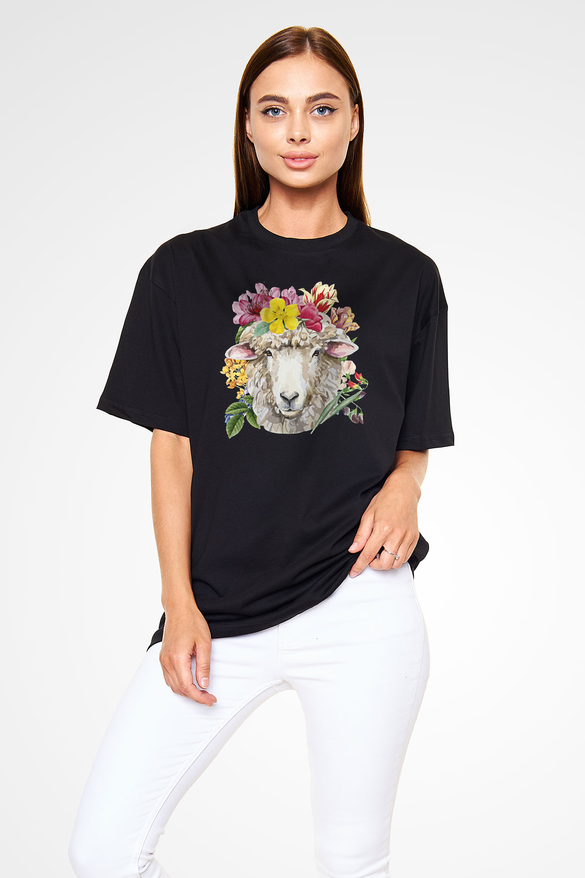 Kurban Bayramı Baskılı Unisex Siyah Oversize Tişört - Tshirt