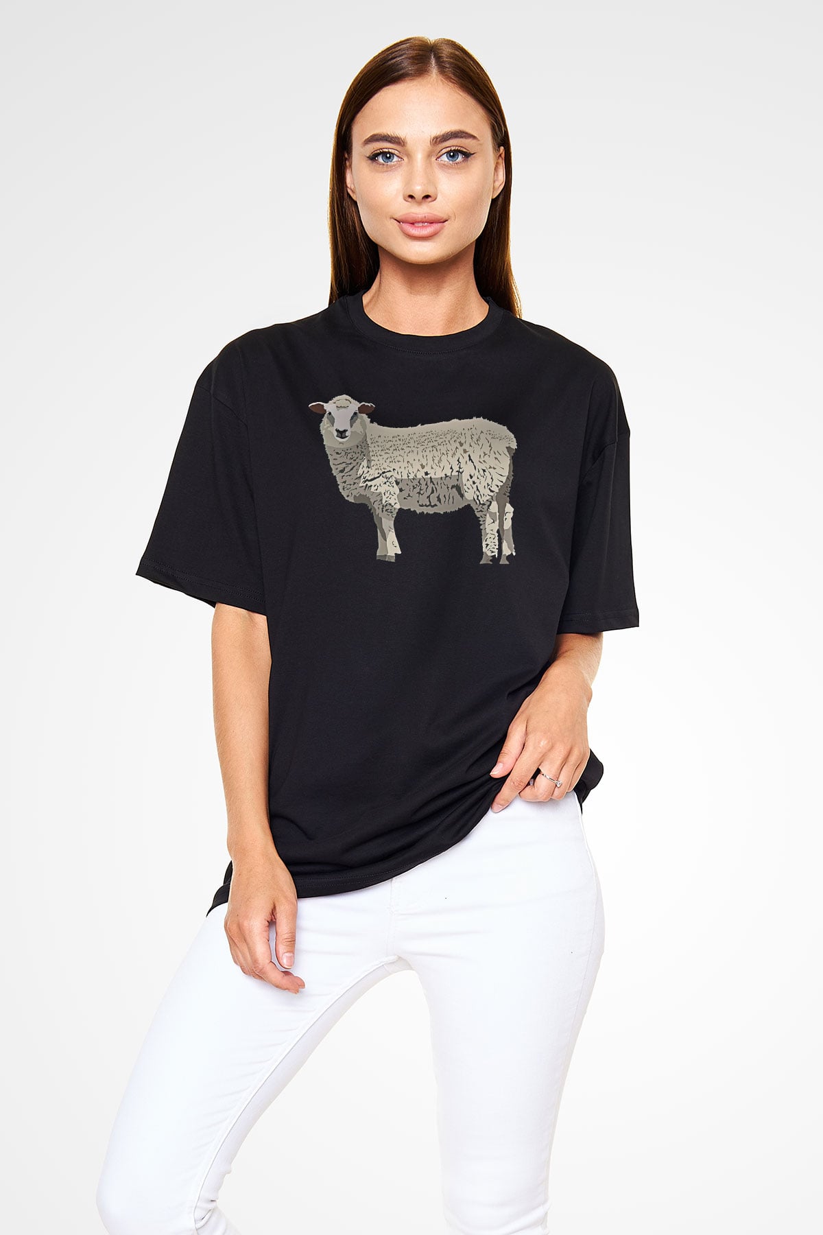 Kurban Bayramı Baskılı Unisex Siyah Oversize Tişört - Tshirt