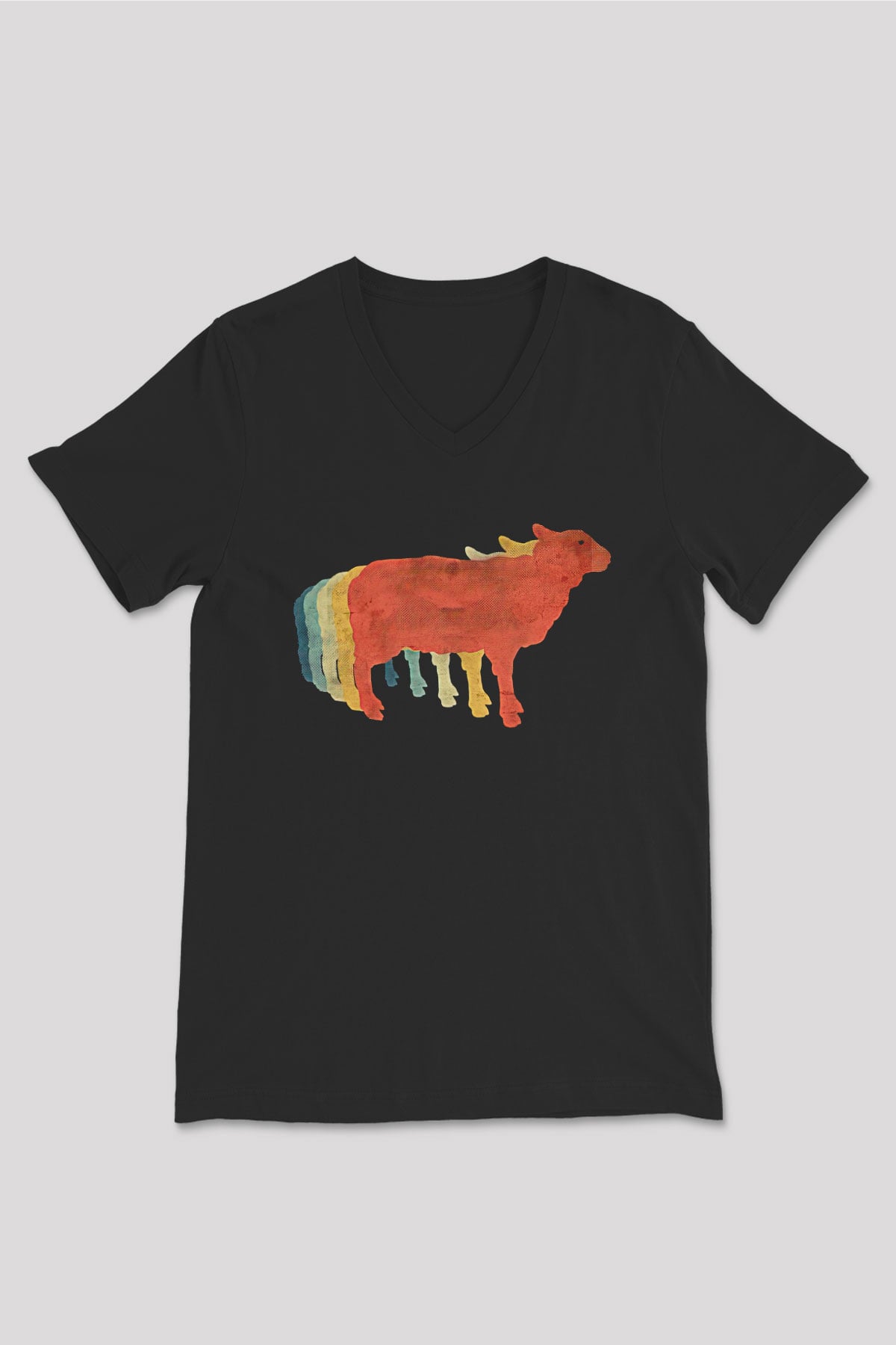Kurban Bayramı Baskılı Unisex Siyah V Yaka Tişört - Tshirt