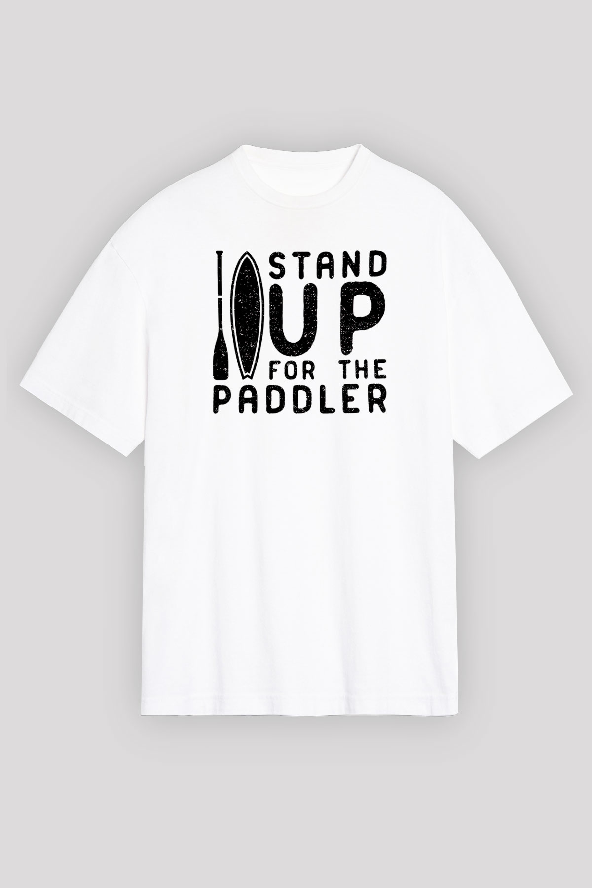 Kürek Baskılı Unisex Beyaz Oversize Tişört - Tshirt
