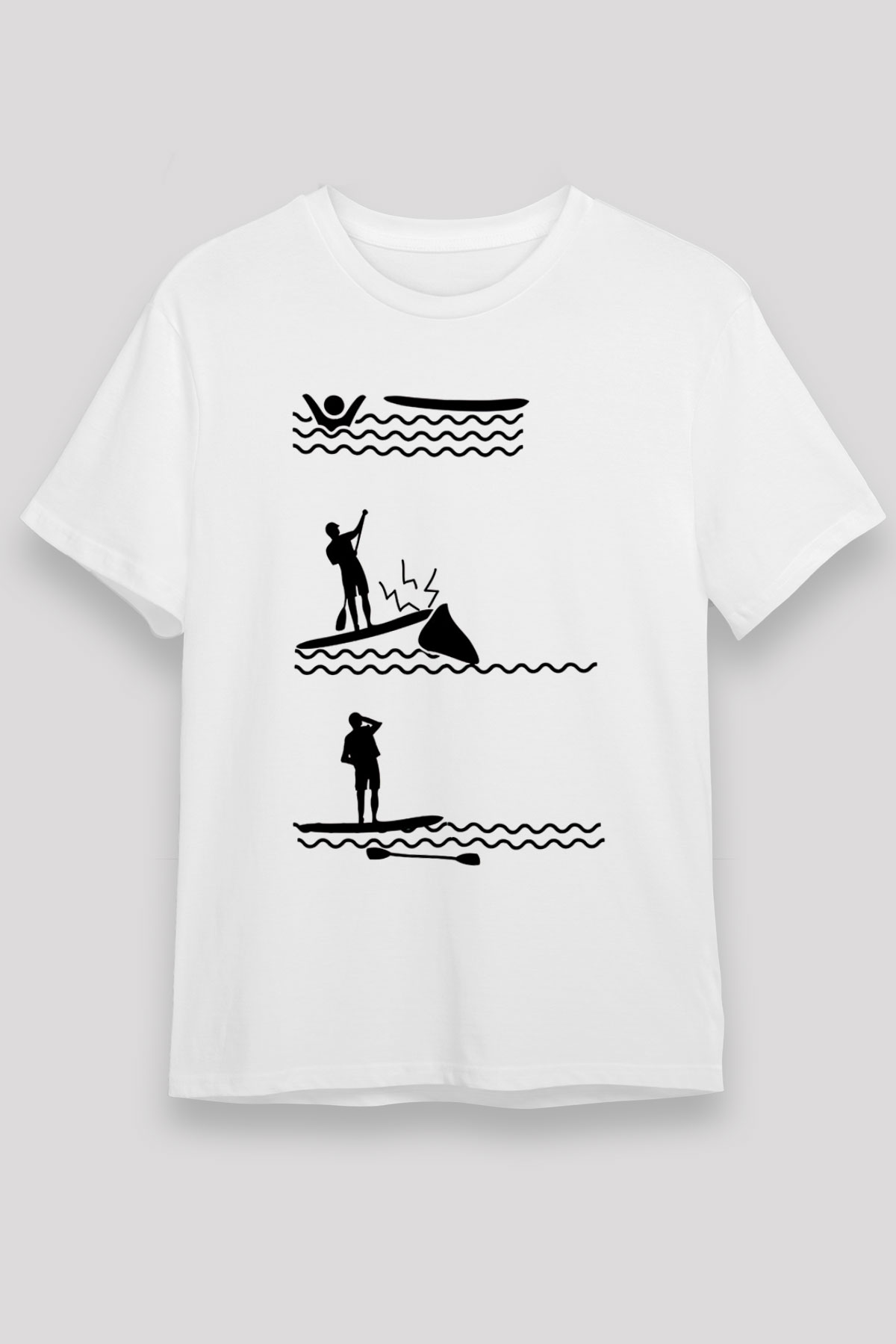 Kürek Baskılı Unisex Beyaz Tişört - Tshirt
