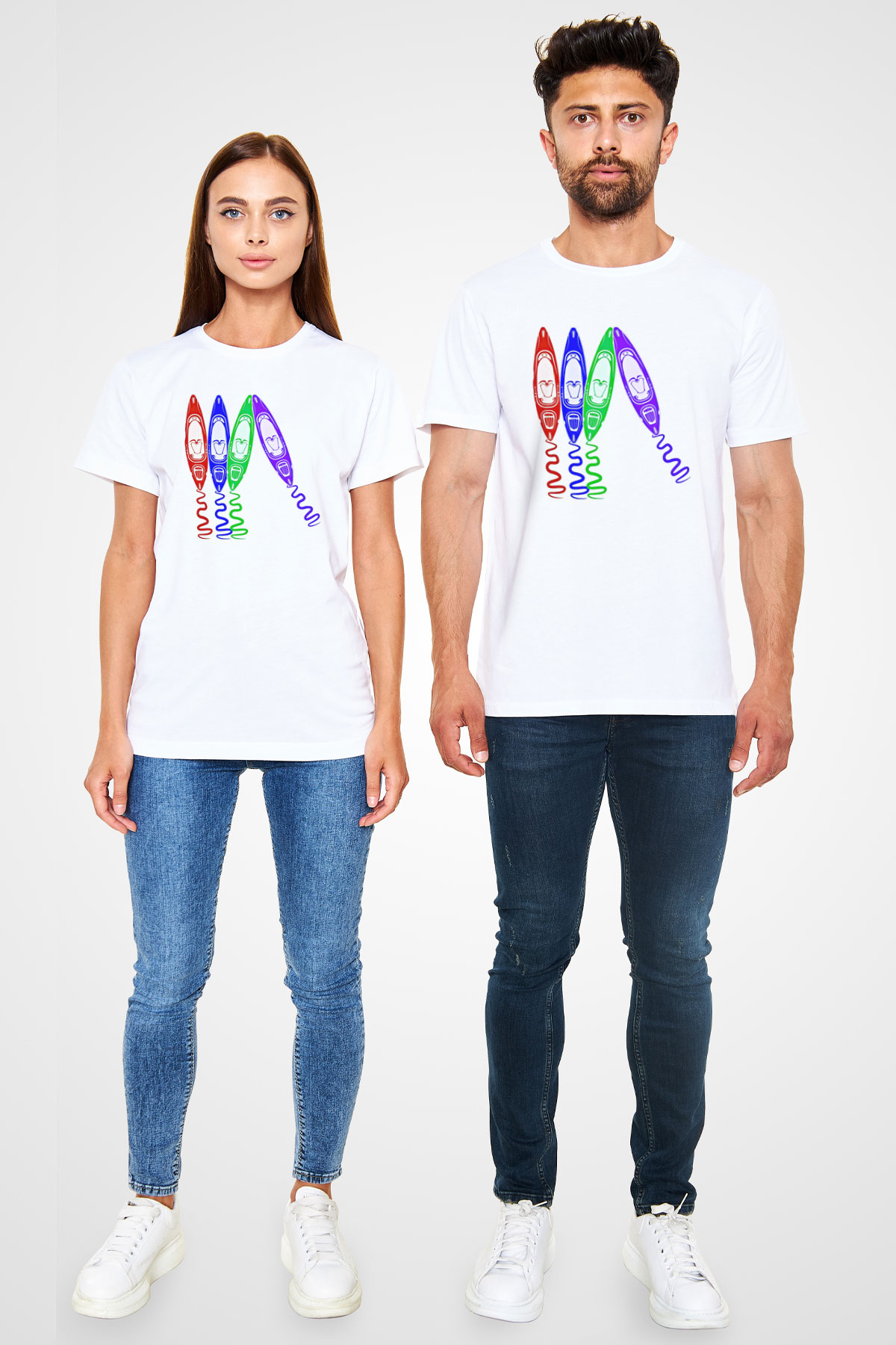 Kürek Baskılı Unisex Beyaz Tişört - Tshirt