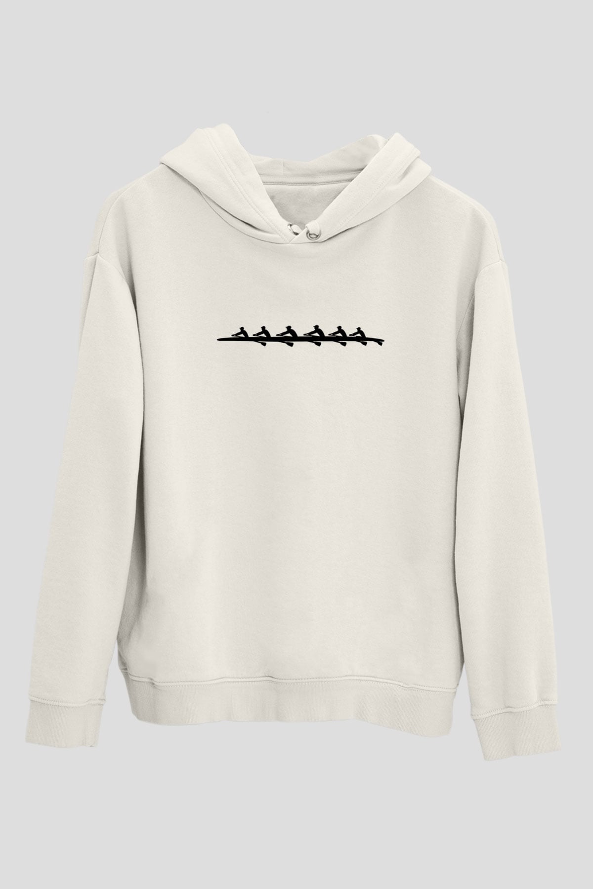 Kürek Baskılı Unisex Ekru Hoodie