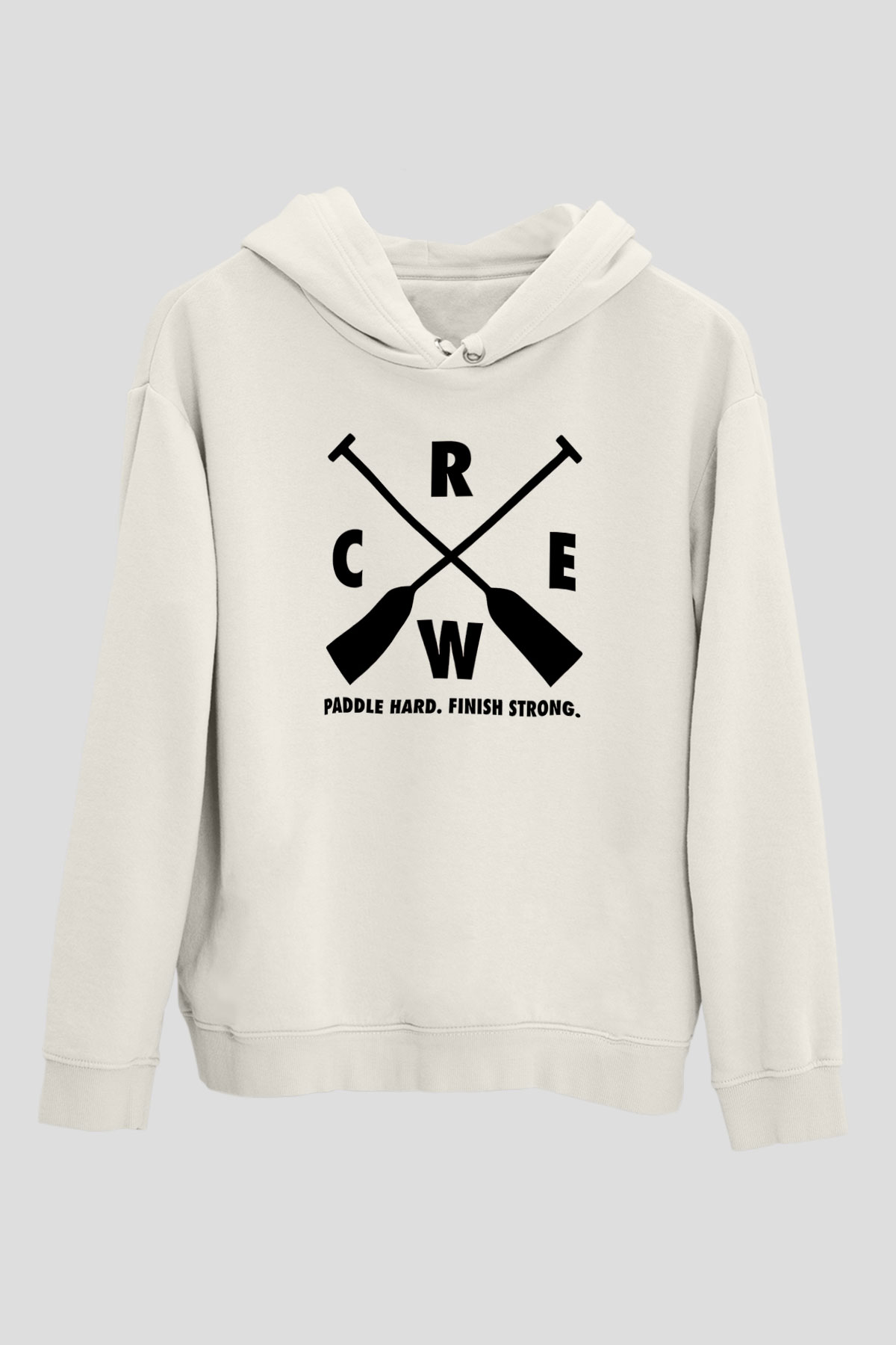 Kürek Baskılı Unisex Ekru Hoodie