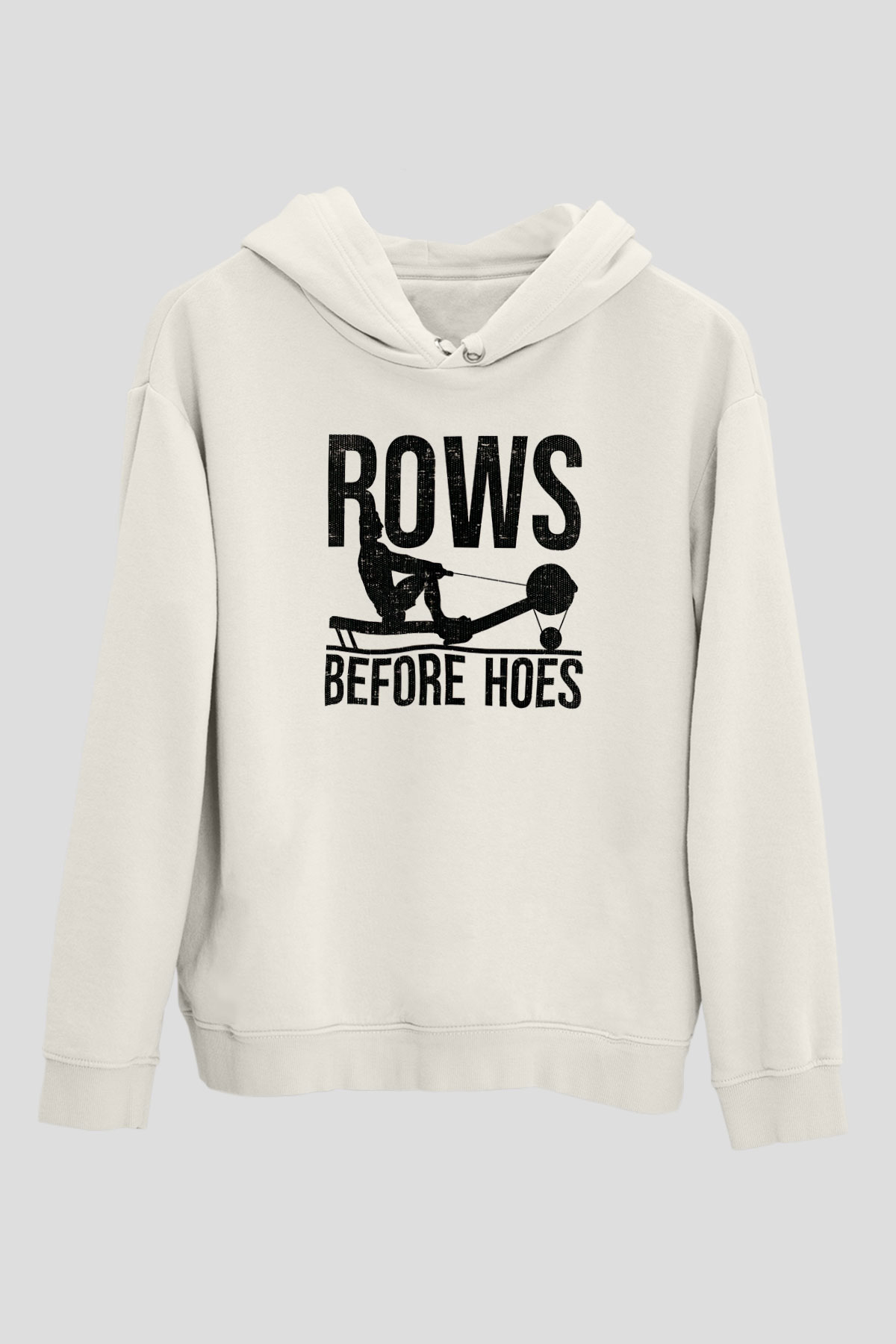 Kürek Baskılı Unisex Ekru Hoodie