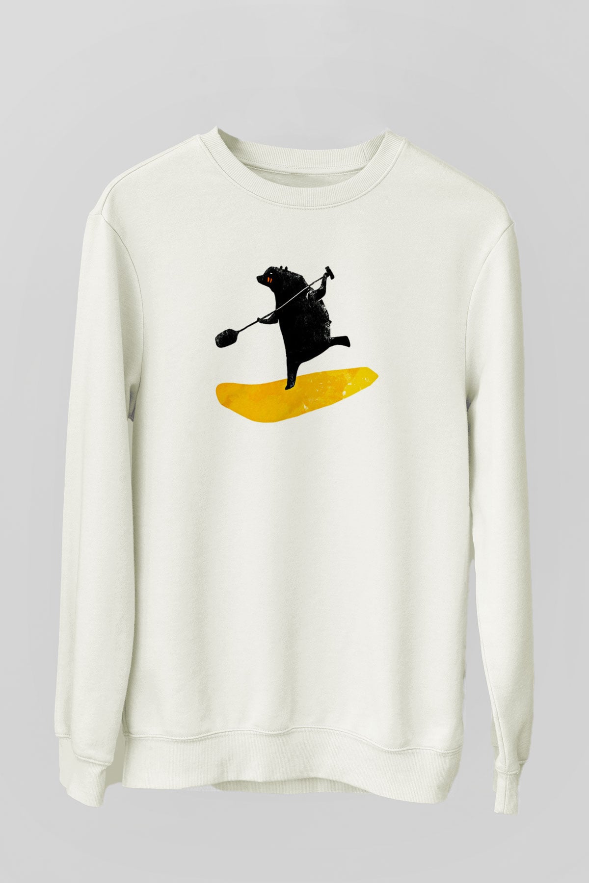 Kürek Baskılı Unisex Ekru Sweatshirt