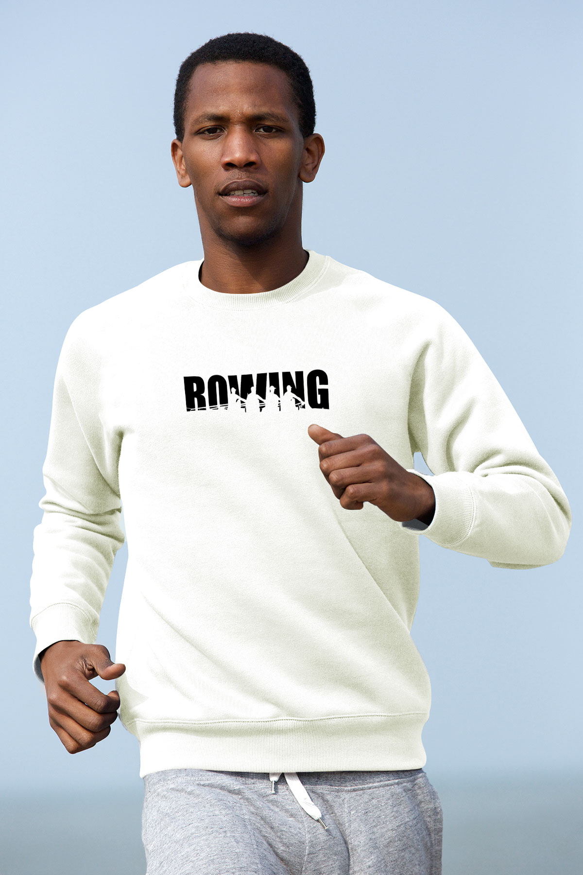 Kürek Baskılı Unisex Ekru Sweatshirt