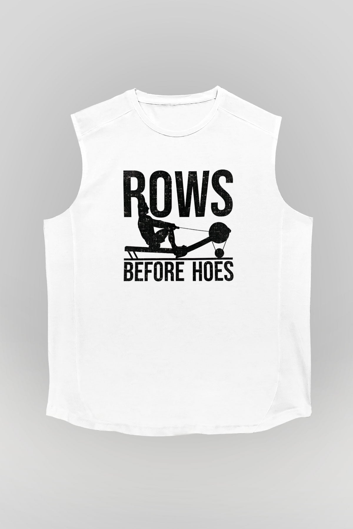 Kürek Baskılı Unisex Kolsuz Beyaz Tişört