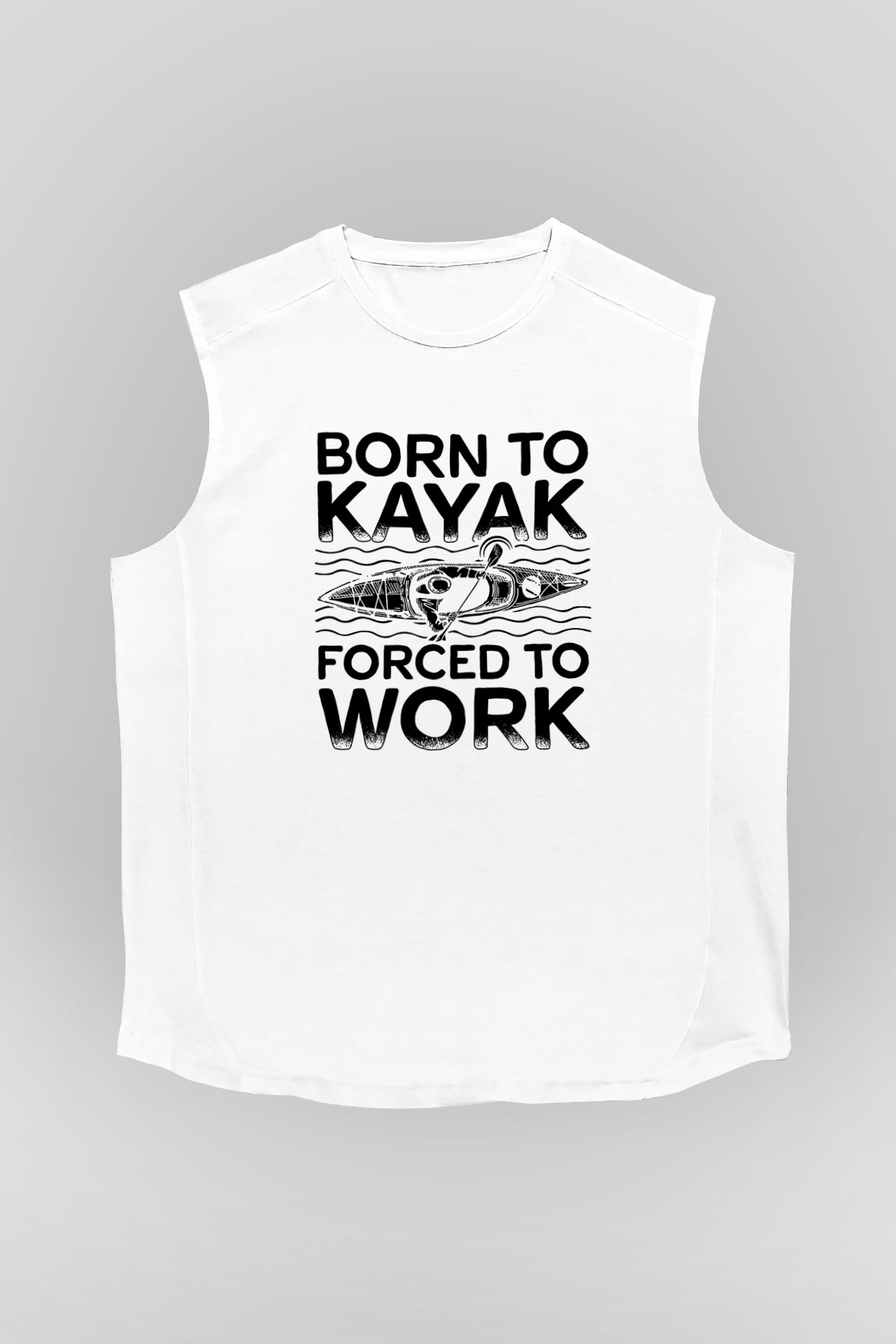 Kürek Baskılı Unisex Kolsuz Beyaz Tişört