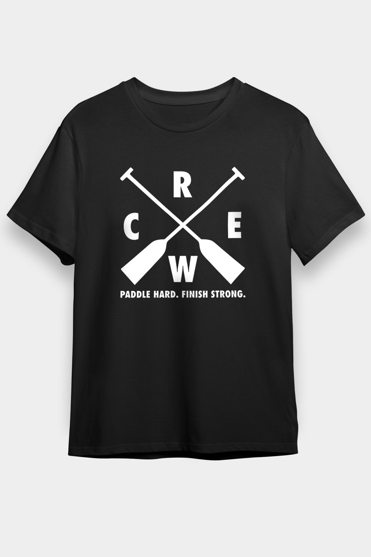 Kürek - Rowing Sport Baskılı Unisex Siyah Tişört - Tshirt