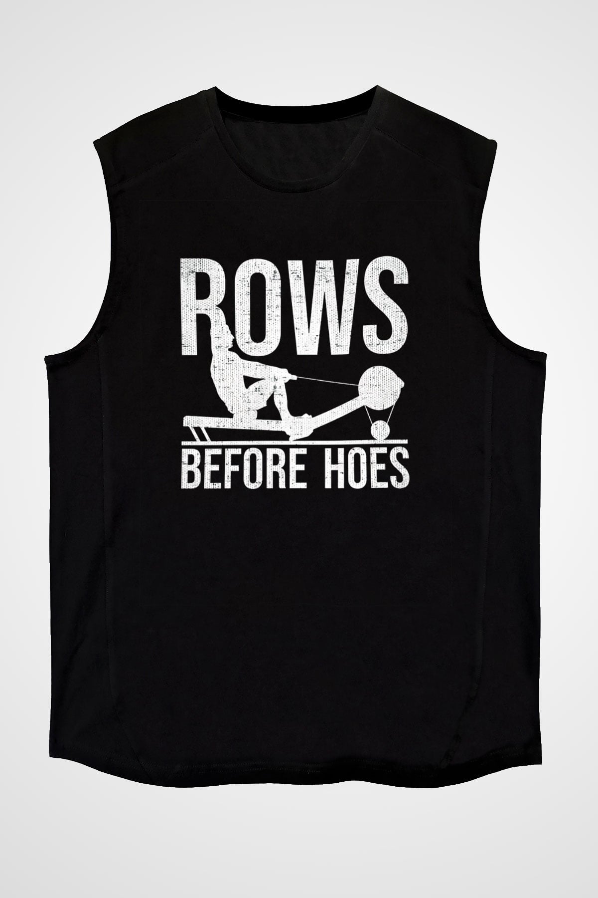 Kürek - Rowing Sport Baskılı Unisex Siyah Kolsuz Tişört