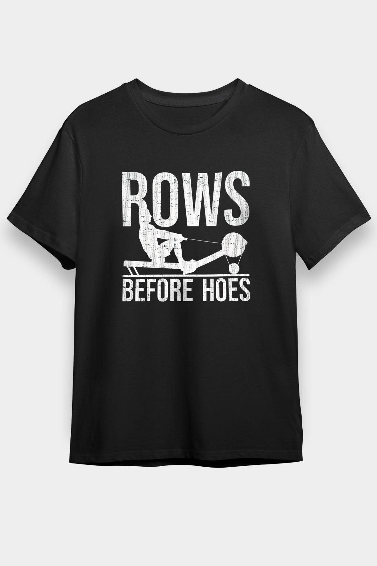 Kürek - Rowing Sport Baskılı Unisex Siyah Tişört - Tshirt