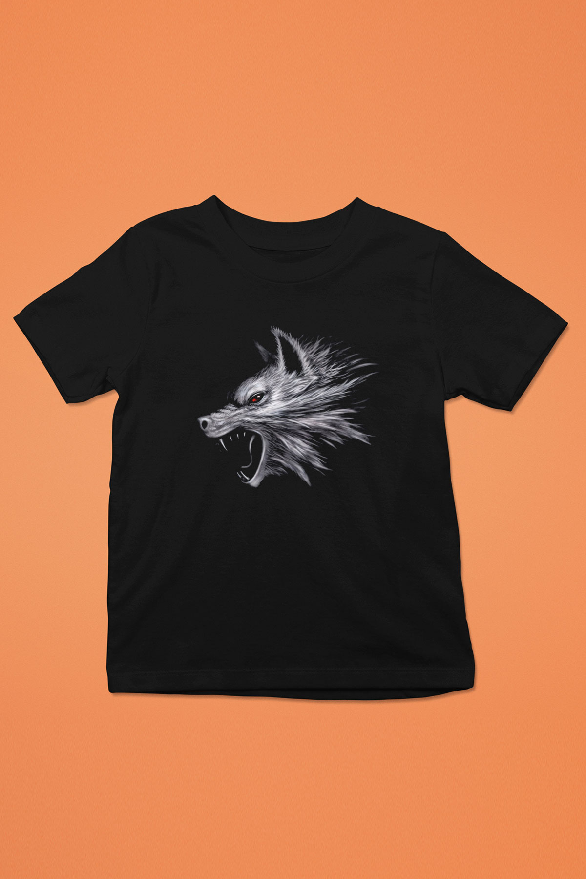 Kurt Baskılı Siyah Unisex Çocuk Tişört