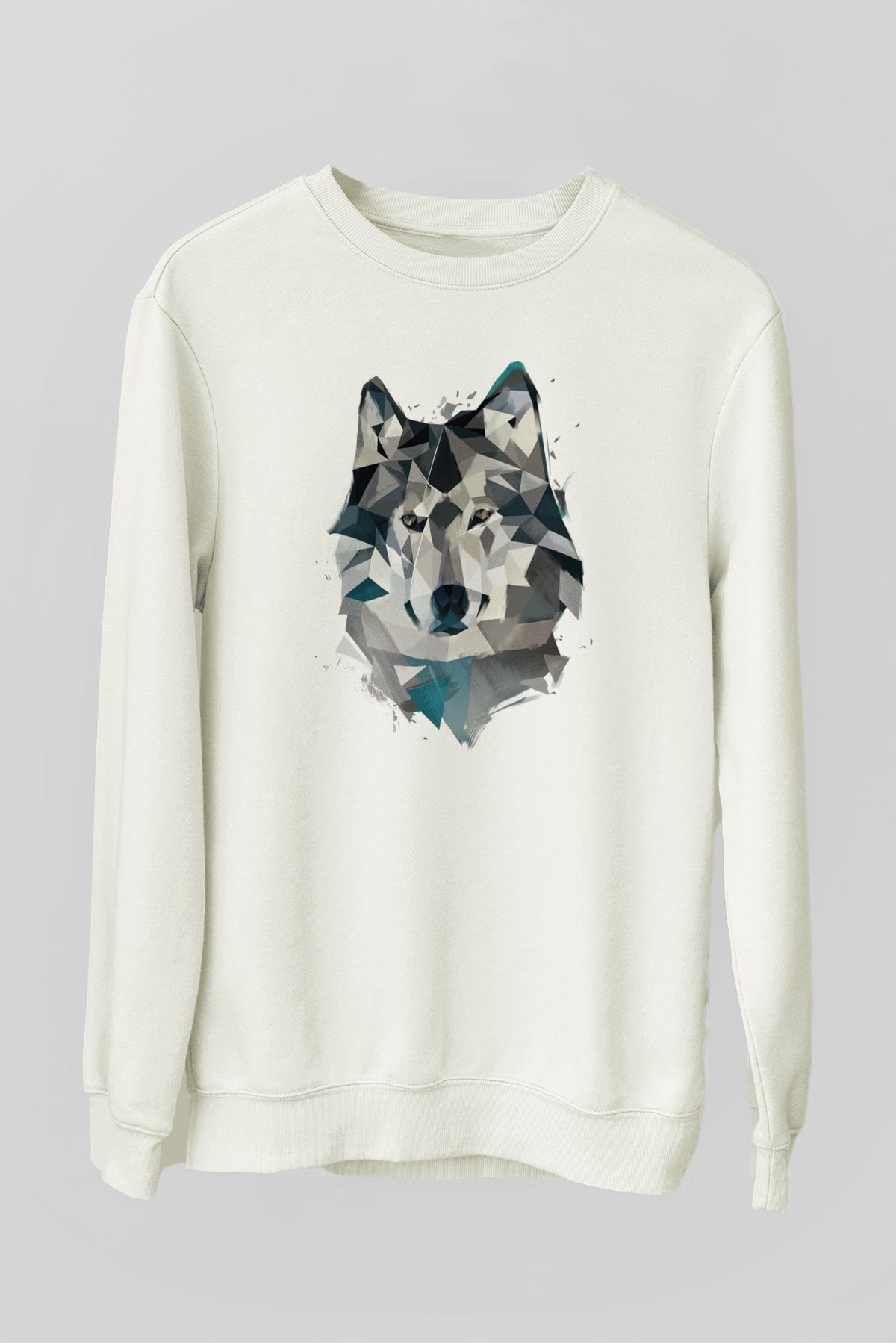 Kurt Baskılı Unisex Beyaz  Sweatshirt
