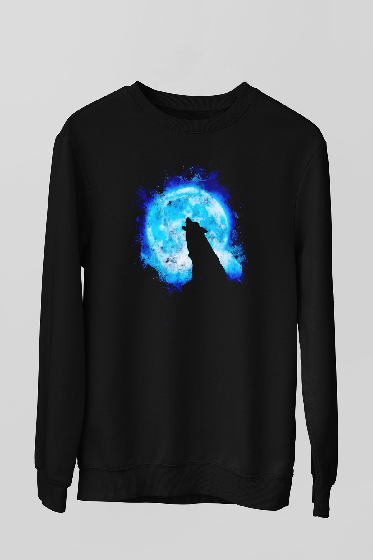 Kurt Baskılı Unisex Siyah  Sweatshirt