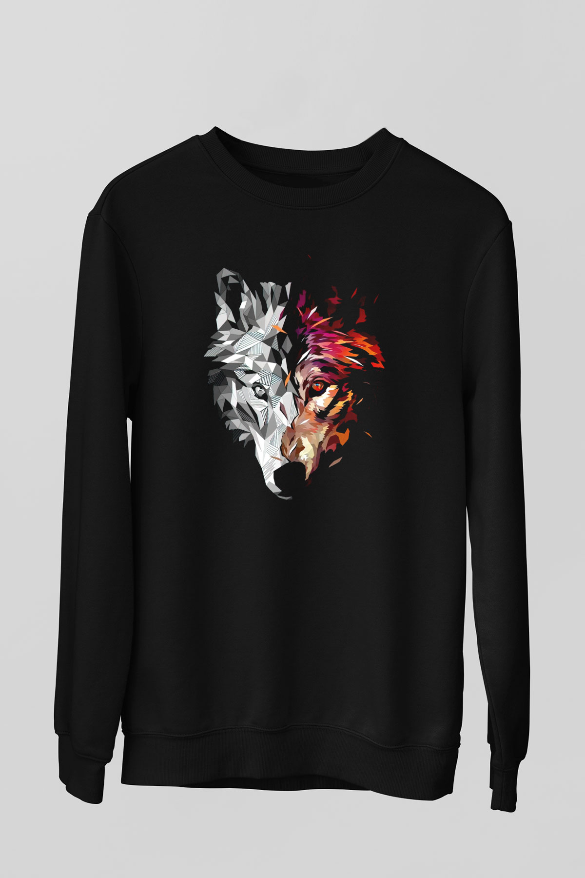 Kurt Baskılı Unisex Siyah  Sweatshirt
