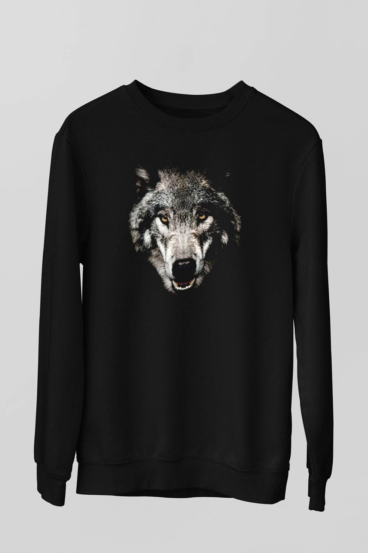 Kurt Baskılı Unisex Siyah  Sweatshirt