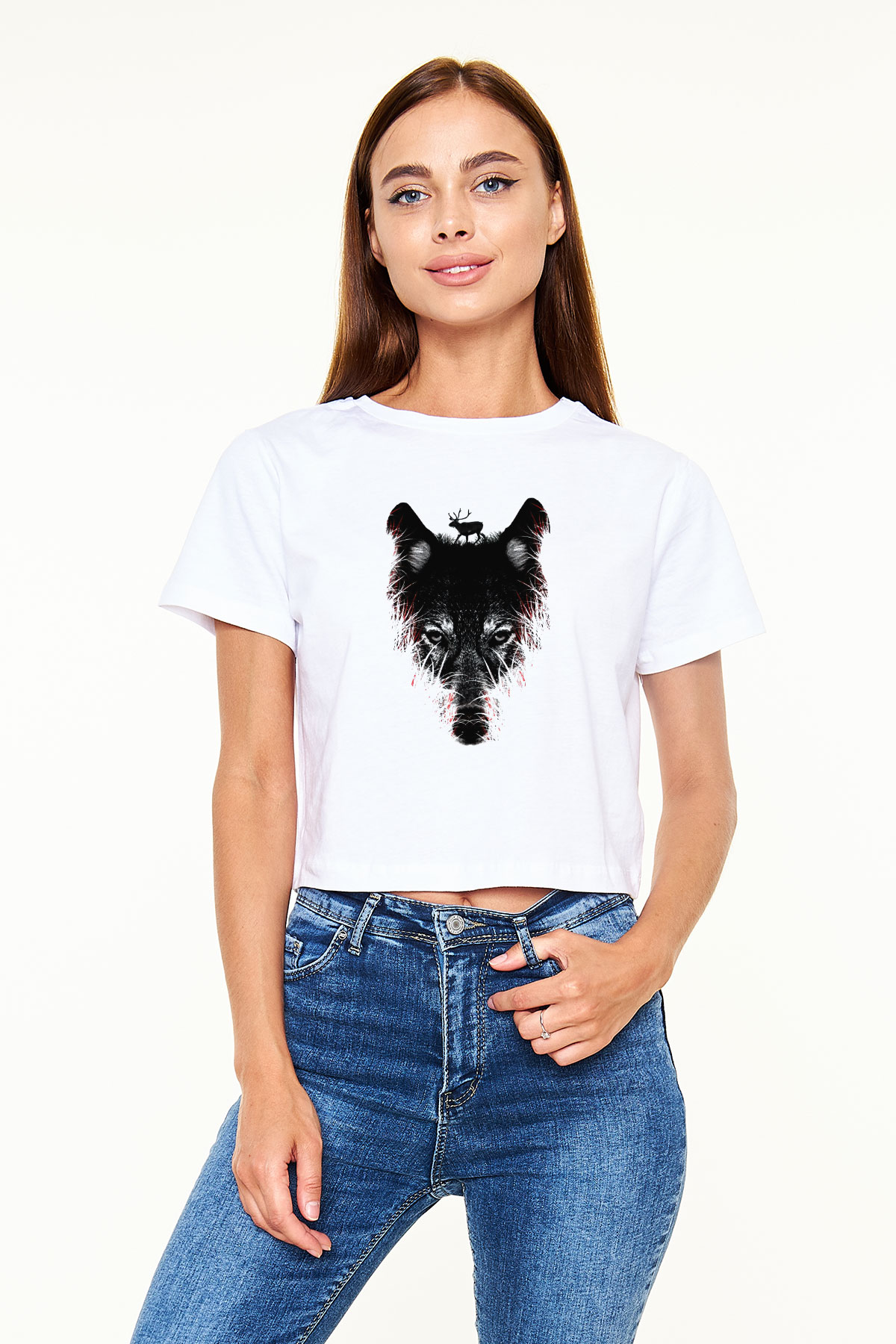 Kurt Beyaz Croptop Tişört
