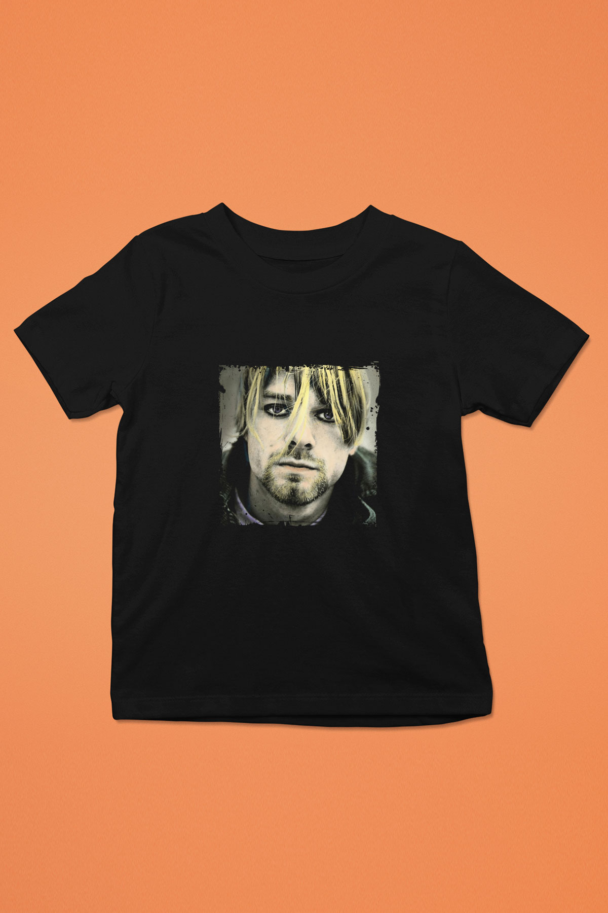 Kurt Cobain Baskılı Unisex Siyah Çocuk Tişört