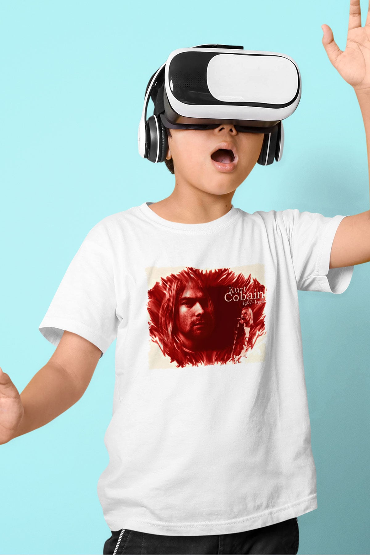 Kurt Cobain Beyaz Unisex Çocuk Tişört