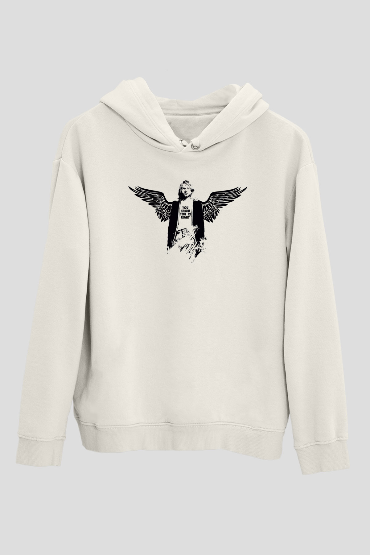 Kurt Cobain Beyaz Unisex Kapşonlu Sweatshirt