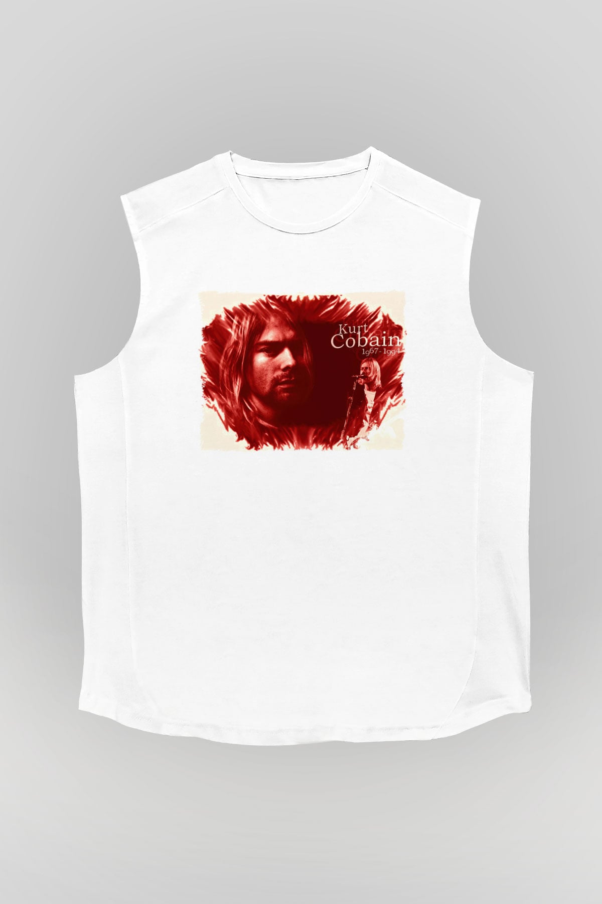 Kurt Cobain Beyaz Unisex Kolsuz Tişört
