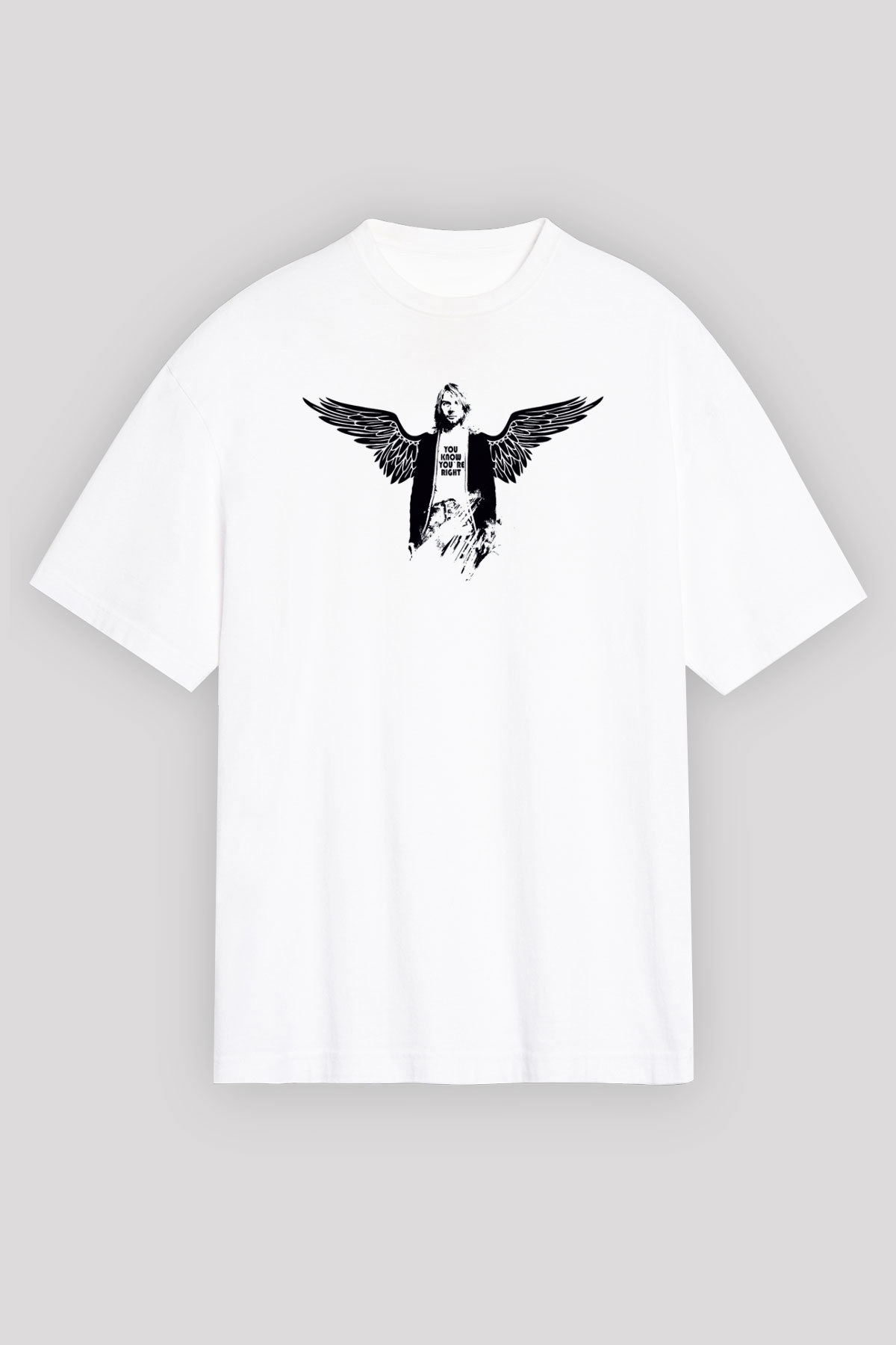 Kurt Cobain Beyaz Unisex Oversize Tişört T-Shirt