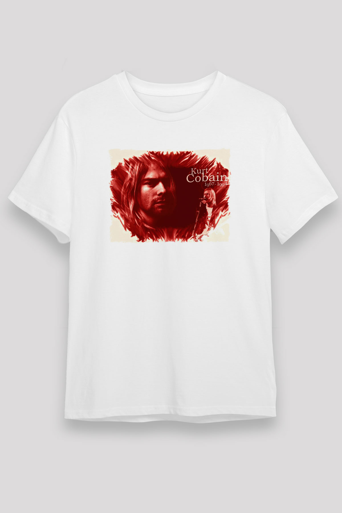 Kurt Cobain Beyaz Unisex Tişört T-Shirt - TişörtFabrikası