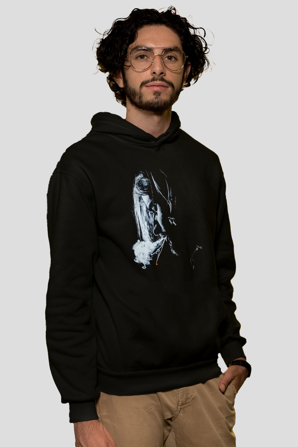 Kurt Cobain Siyah Unisex Kapüşonlu Sweatshirt